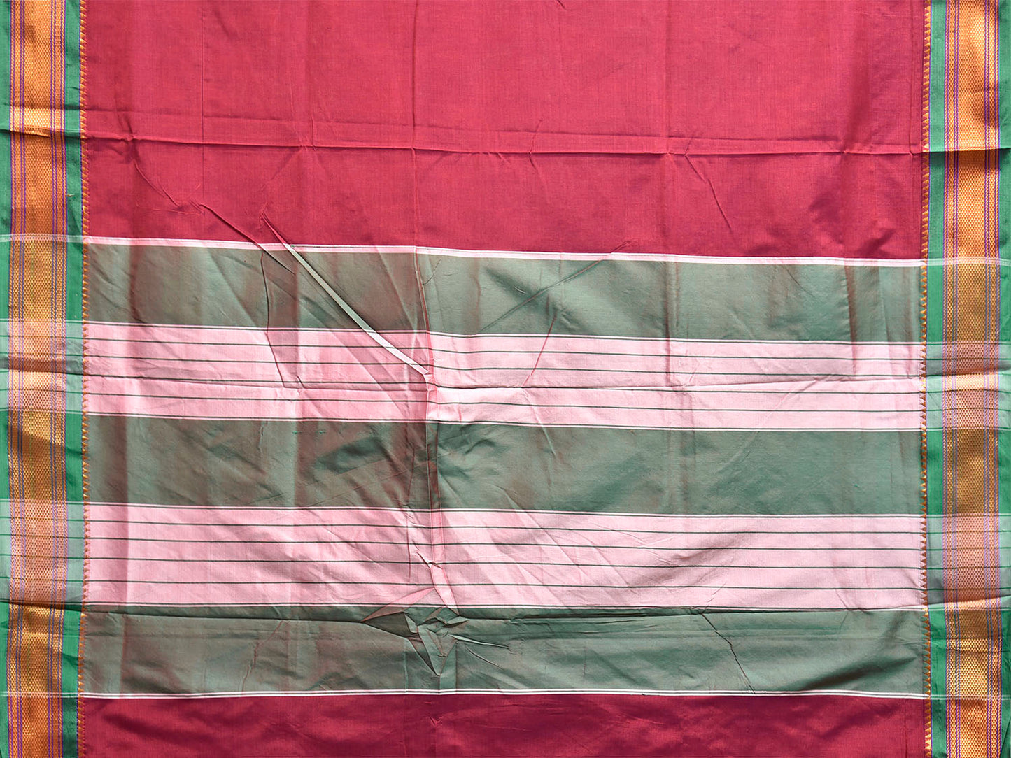 Magenta and Green ilkal Cotton Viscose Plain Saree with Contrast Pallu Design il0060