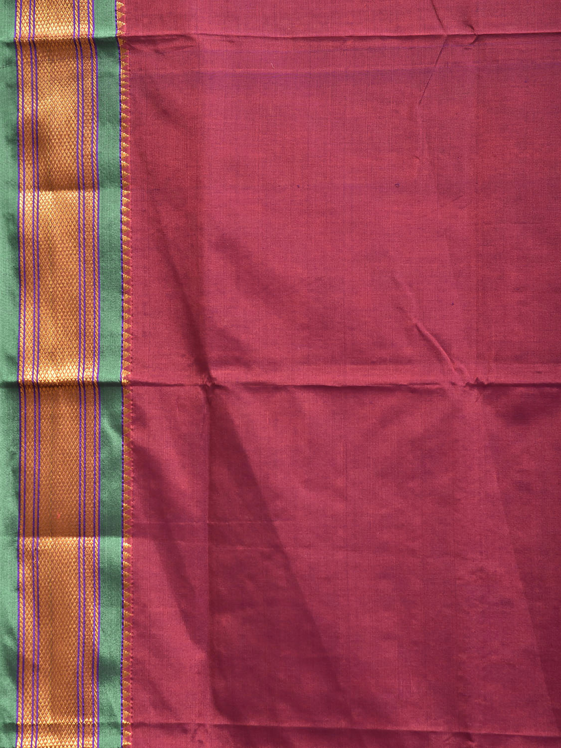 Magenta and Green ilkal Cotton Viscose Plain Saree with Contrast Pallu Design il0060