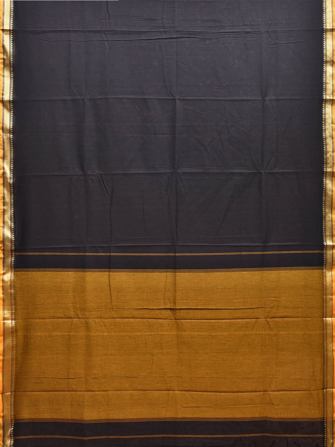 Black ilkal Cotton Plain Saree with Contrast Pallu Design No Blouse il0064
