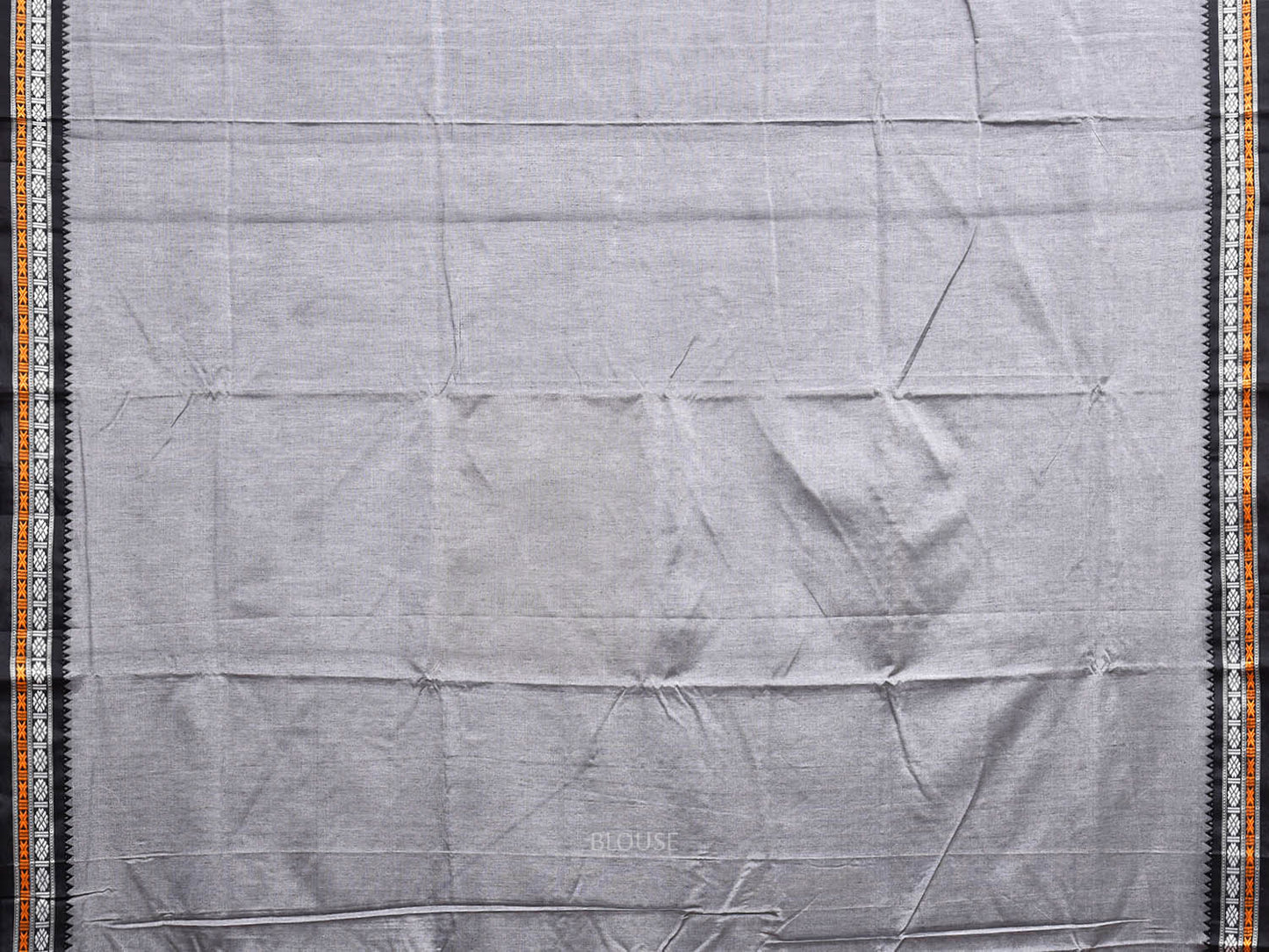 Light Grey ilkal Cotton Viscose Plain Saree with Strips Pallu Design il0065