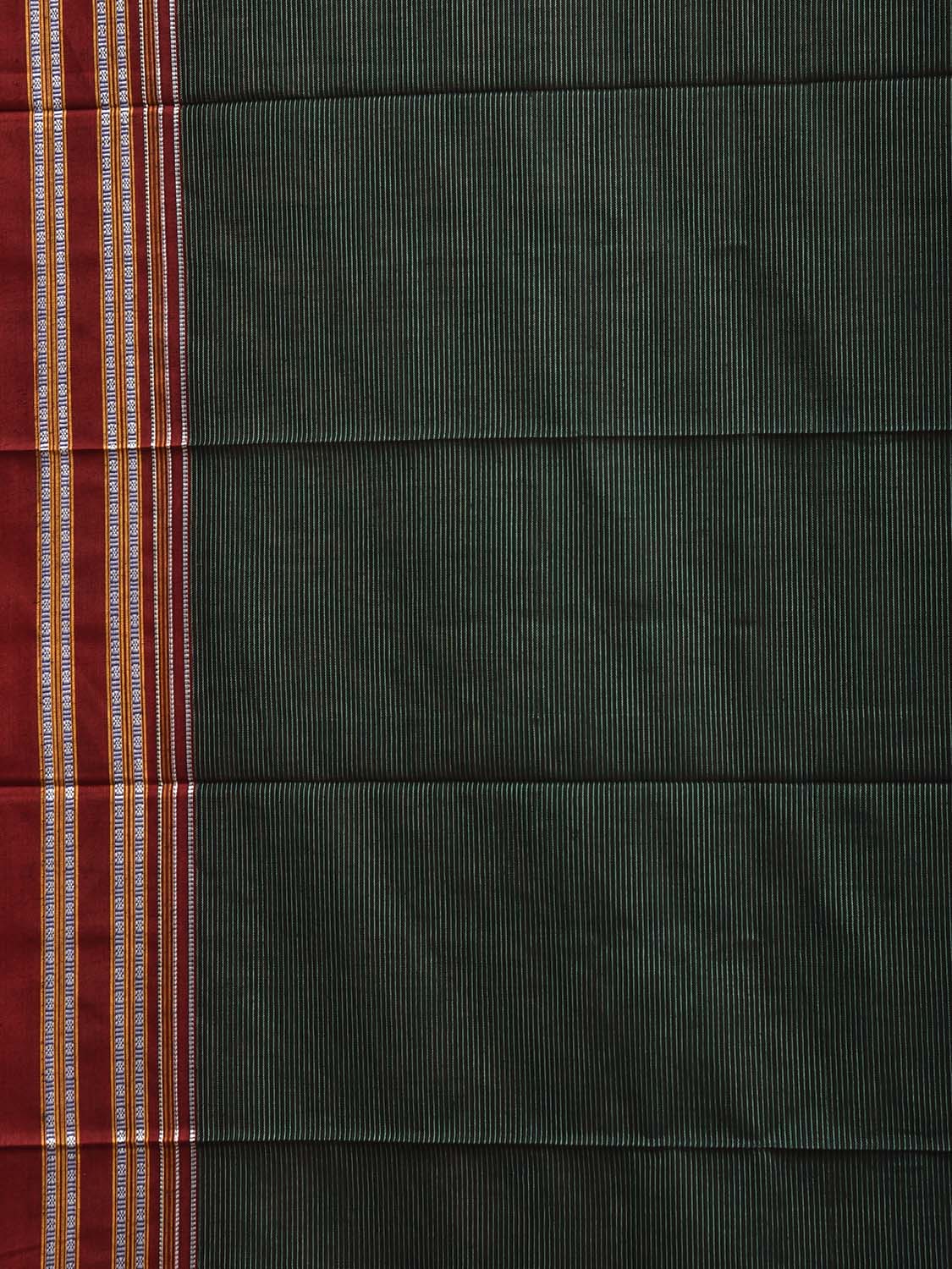 Dark Green and Maroon ilkal Cotton Viscose Saree with Strips Design il0069