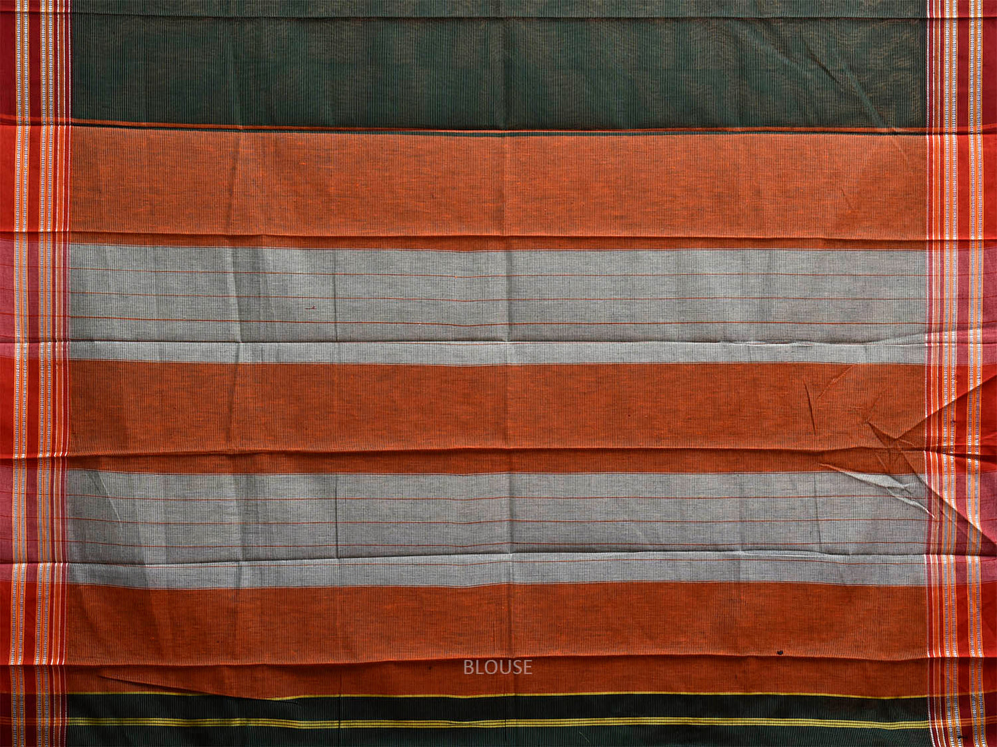 Dark Green and Maroon ilkal Cotton Viscose Saree with Strips Design il0069