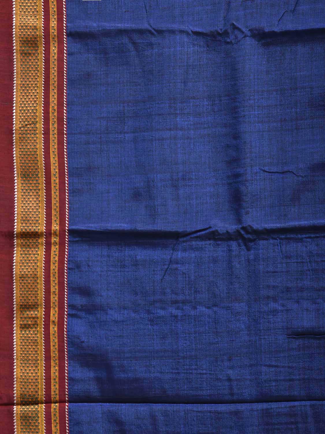 Blue and Red ilkal Viscose Plain Saree with Two Sided Pallu Design No Blouse il0082
