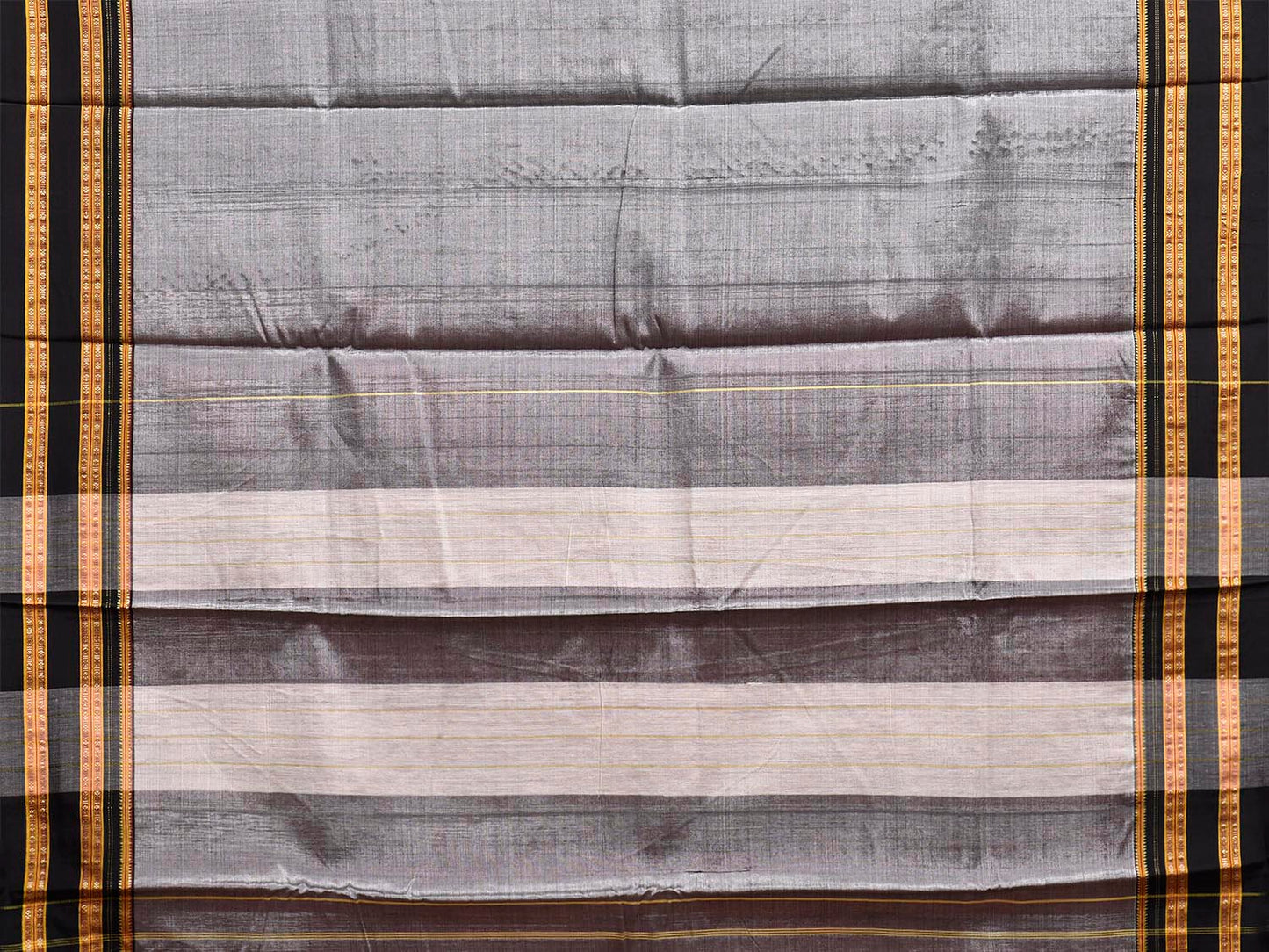 Grey and Red ilkal Viscose Plain Saree with Two Sided Pallu Design No Blouse il0083