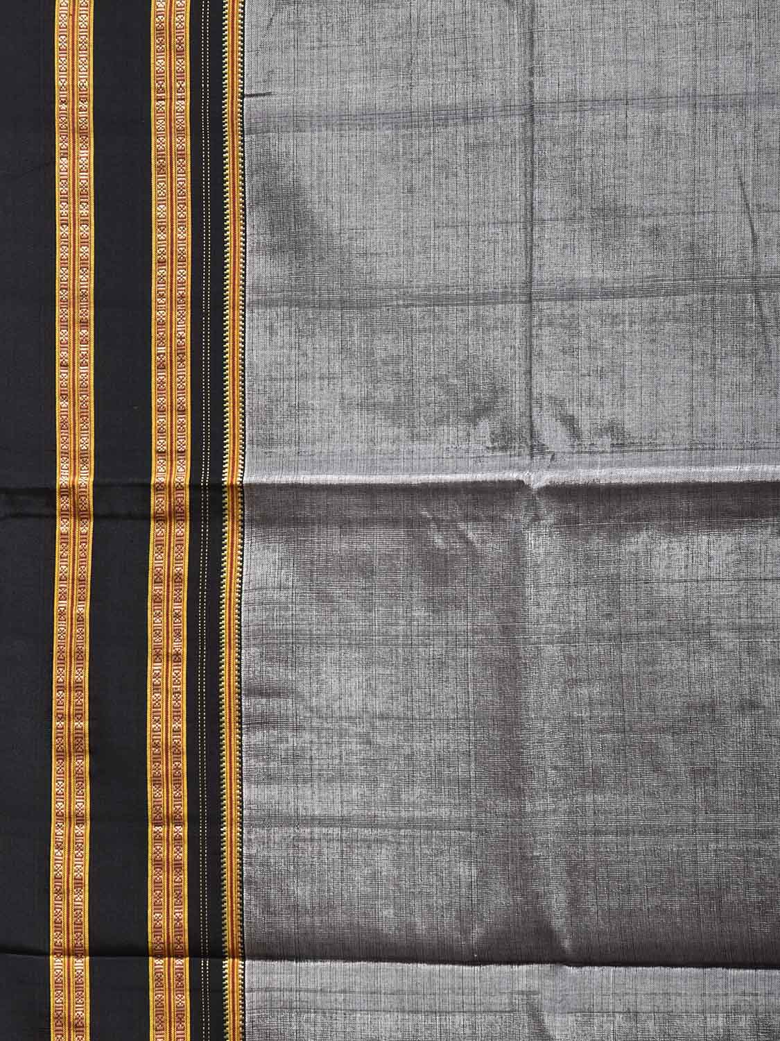 Grey and Red ilkal Viscose Plain Saree with Two Sided Pallu Design No Blouse il0083