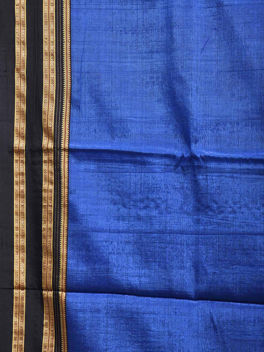 Blue and Red ilkal Viscose Plain Saree with Two Sided Pallu Design No Blouse il0084