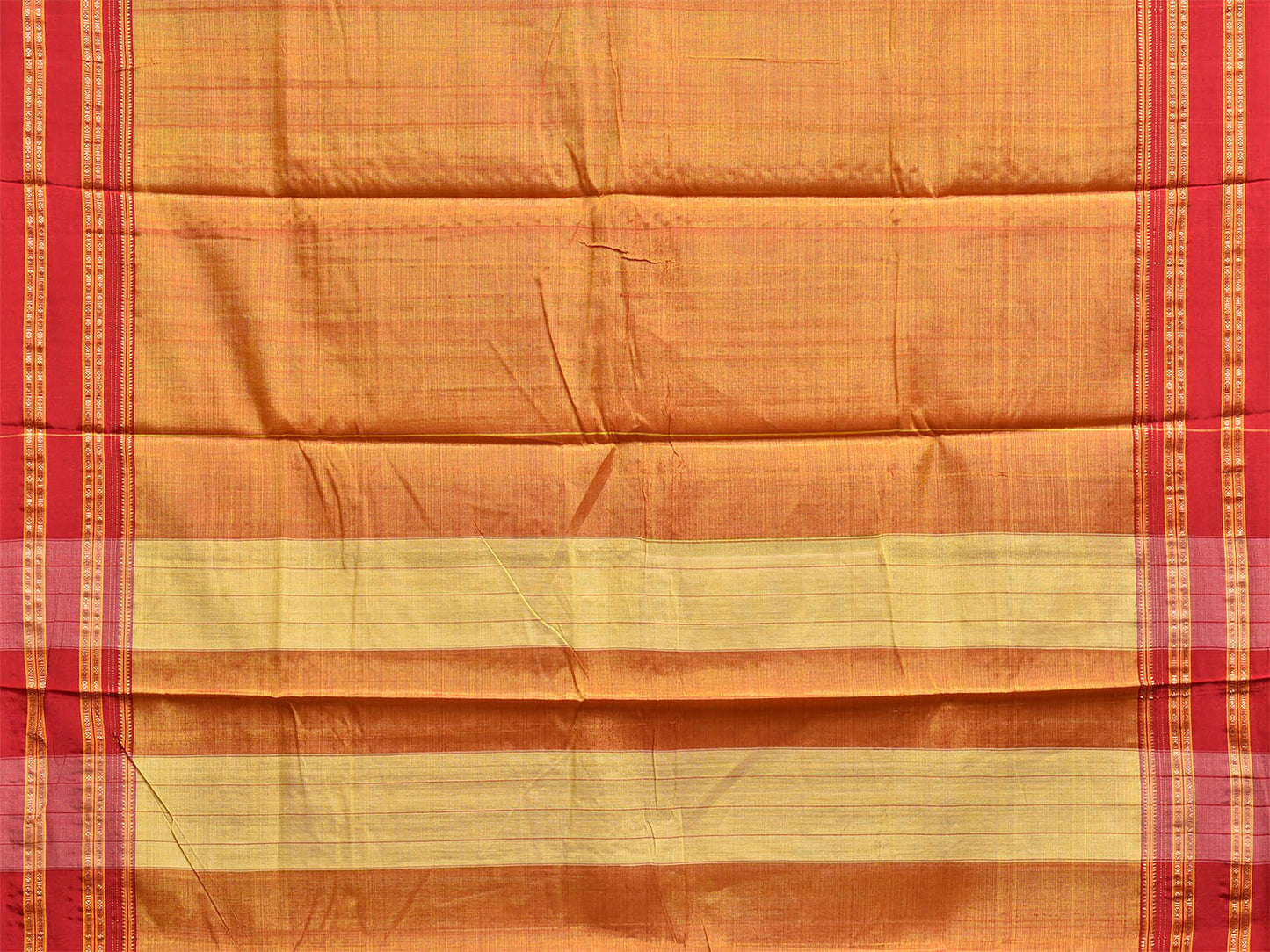 Mustard and Red ilkal Viscose Plain Saree with Two Sided Pallu Design No Blouse il0085