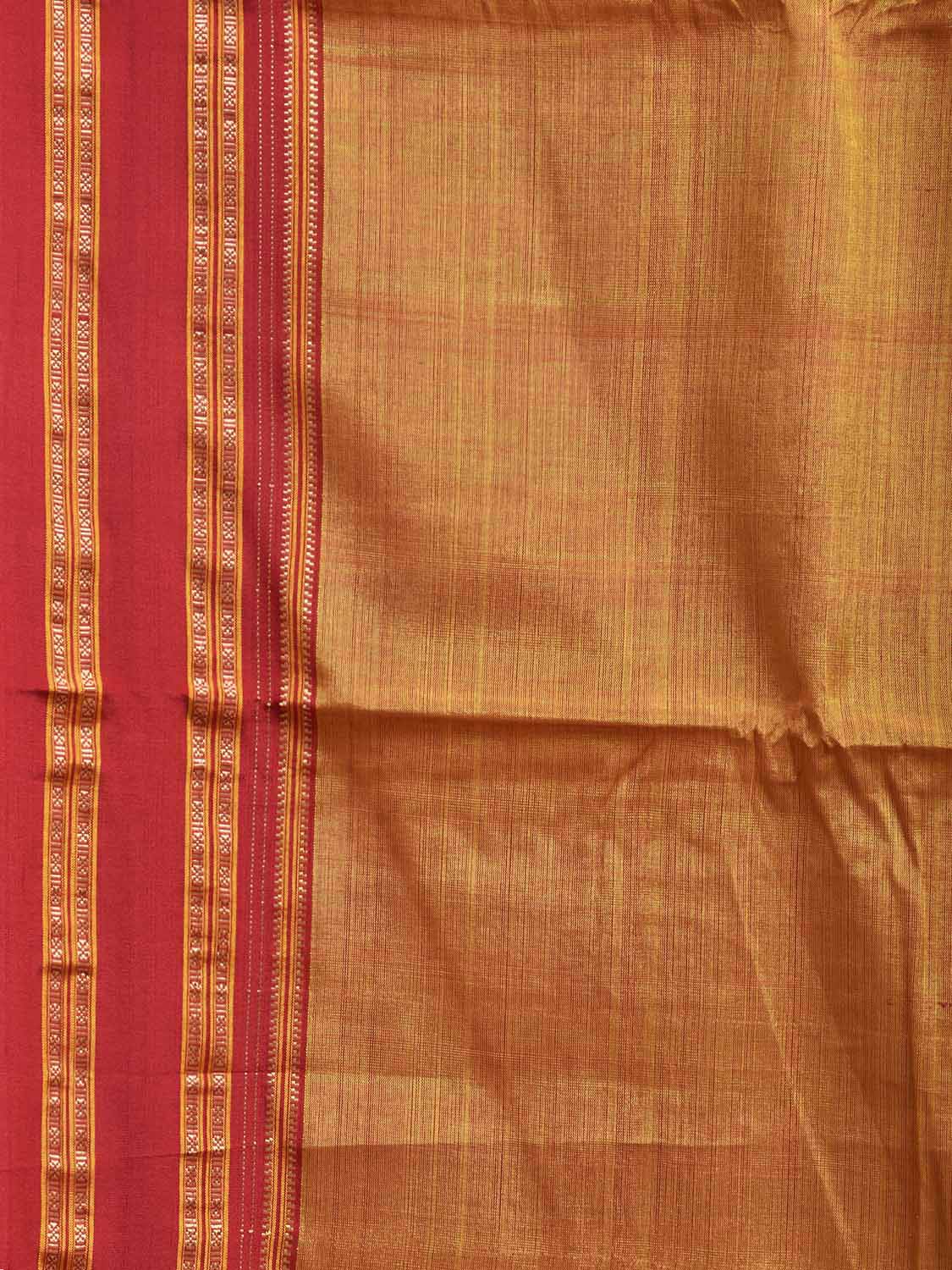 Mustard and Red ilkal Viscose Plain Saree with Two Sided Pallu Design No Blouse il0085