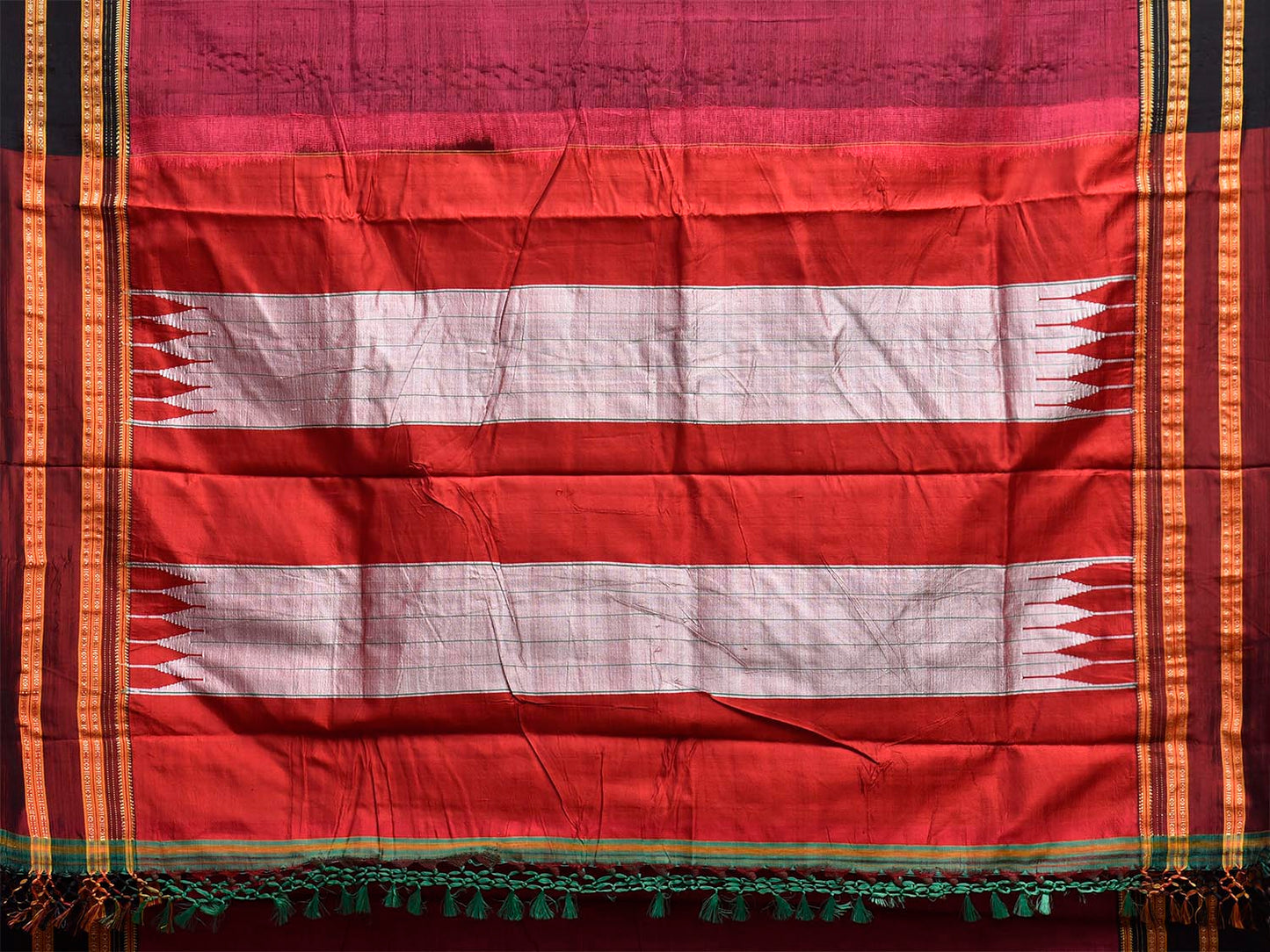 Wine and Red ilkal Viscose Plain Saree with Two Sided Pallu Design No Blouse il0086