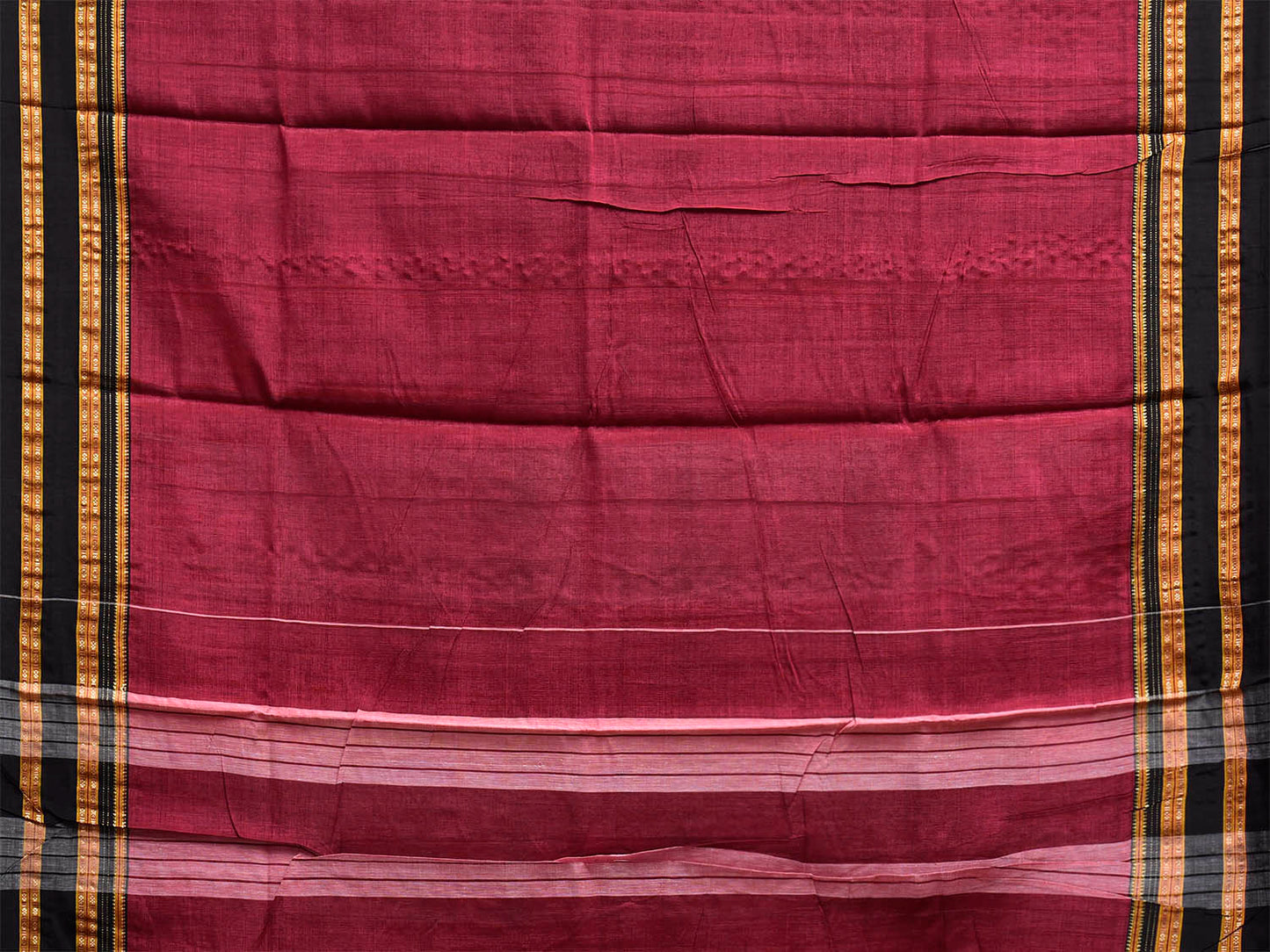 Wine and Red ilkal Viscose Plain Saree with Two Sided Pallu Design No Blouse il0086