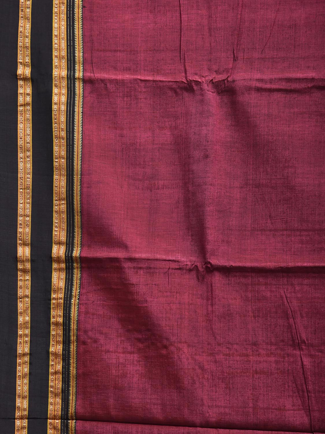 Wine and Red ilkal Viscose Plain Saree with Two Sided Pallu Design No Blouse il0086