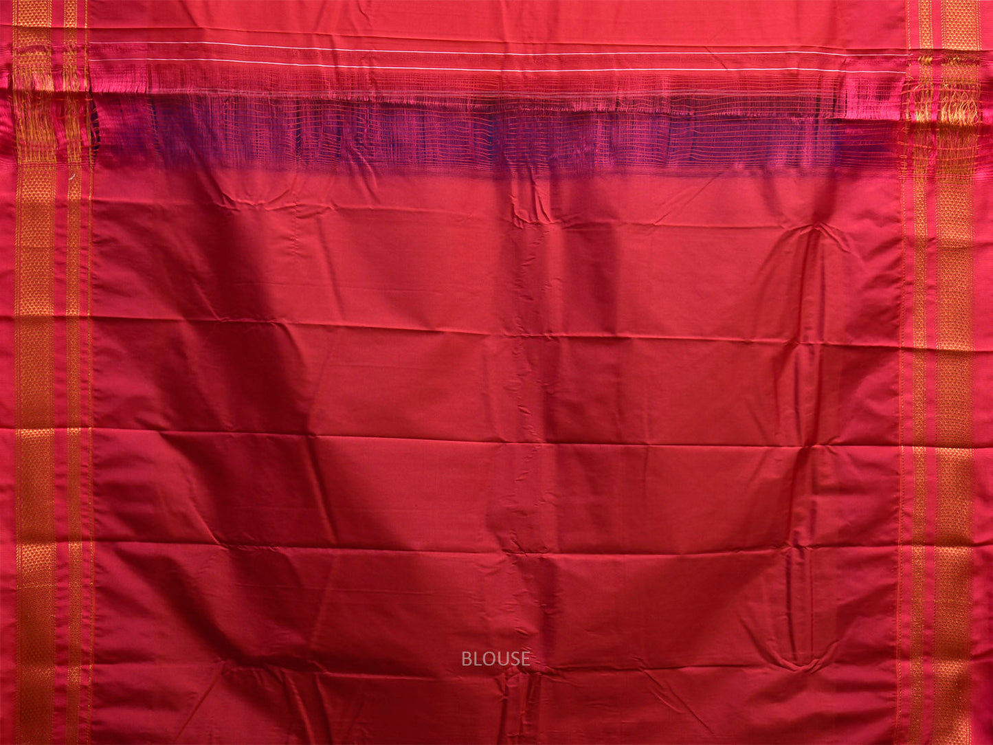 Navy and Red ilkal Viscose Plain Saree with Temple Border Design il0088