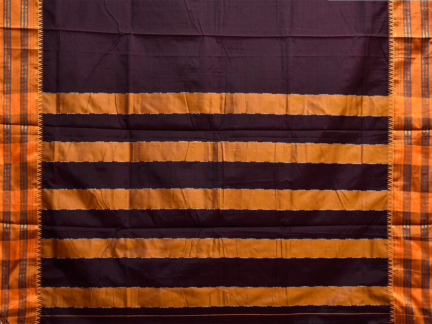 Black and Yellow ilkal Viscose Plain Saree with Strips Pallu Design No Blouse il0089