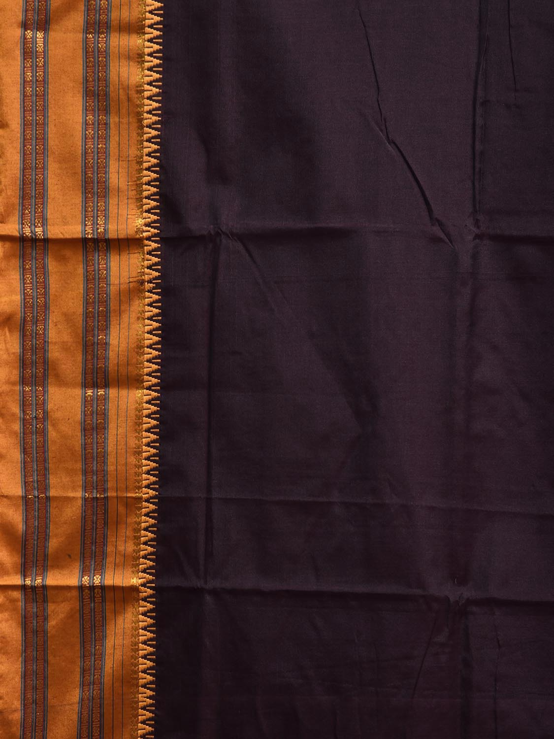 Black and Yellow ilkal Viscose Plain Saree with Strips Pallu Design No Blouse il0089