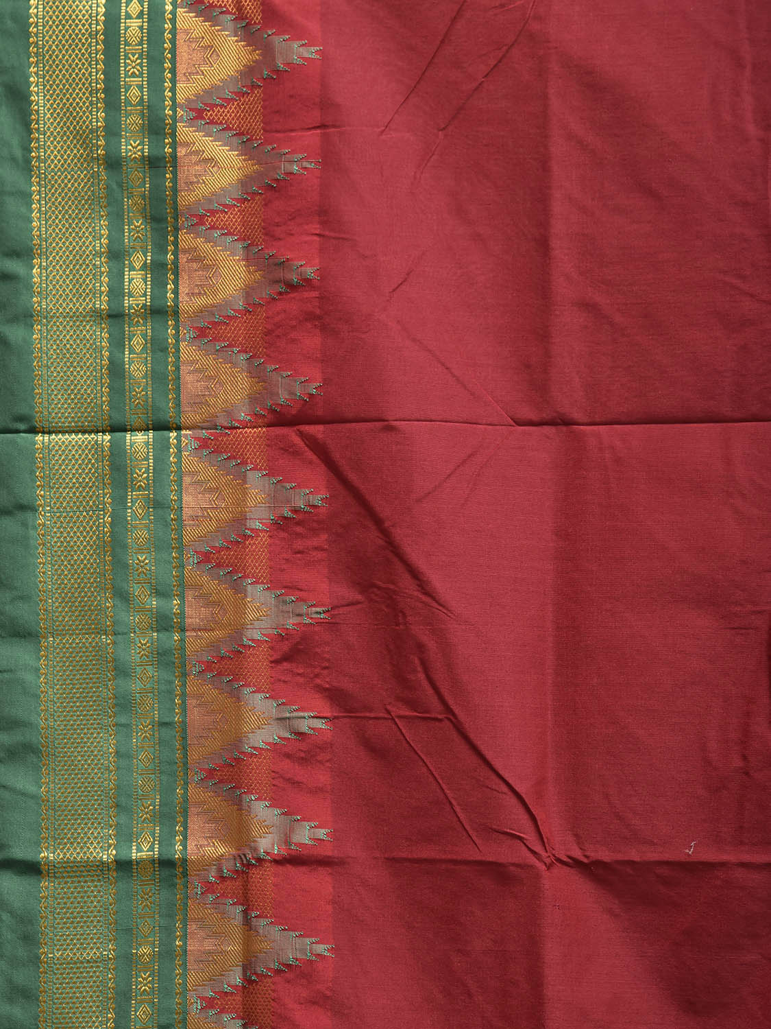 Maroon and Green ilkal Viscose Saree with Big Temple Border and Contrast Pallu Design il0102