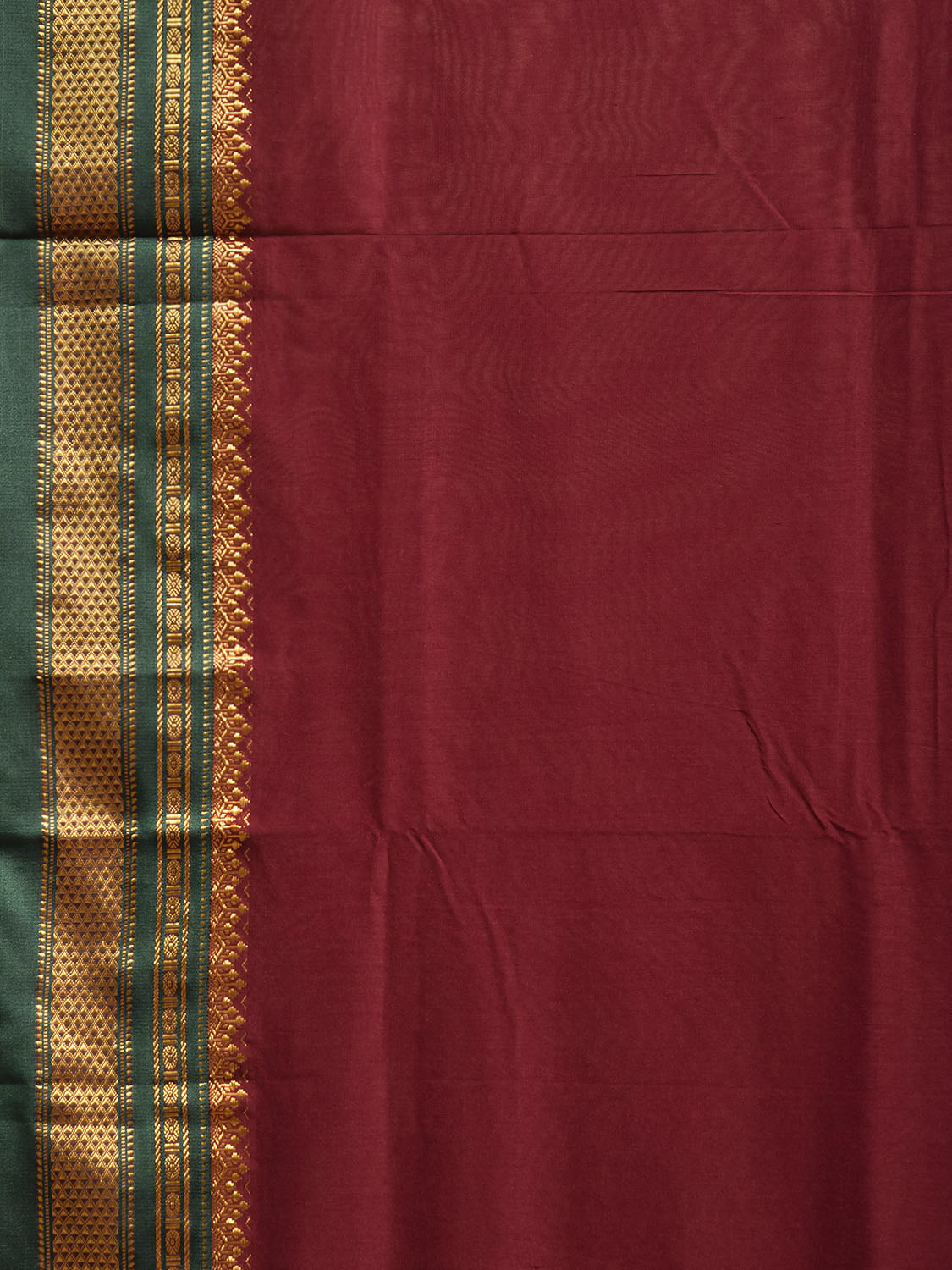 Maroon and Green ilkal Viscose Plain Saree with Contrast Pallu Design il0106