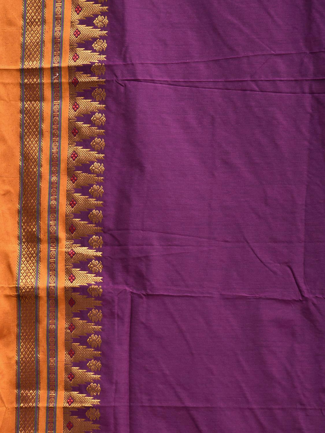 Purple and Yellow ilkal Viscose Plain Saree with Contrast Pallu and Temple Border Design il0110