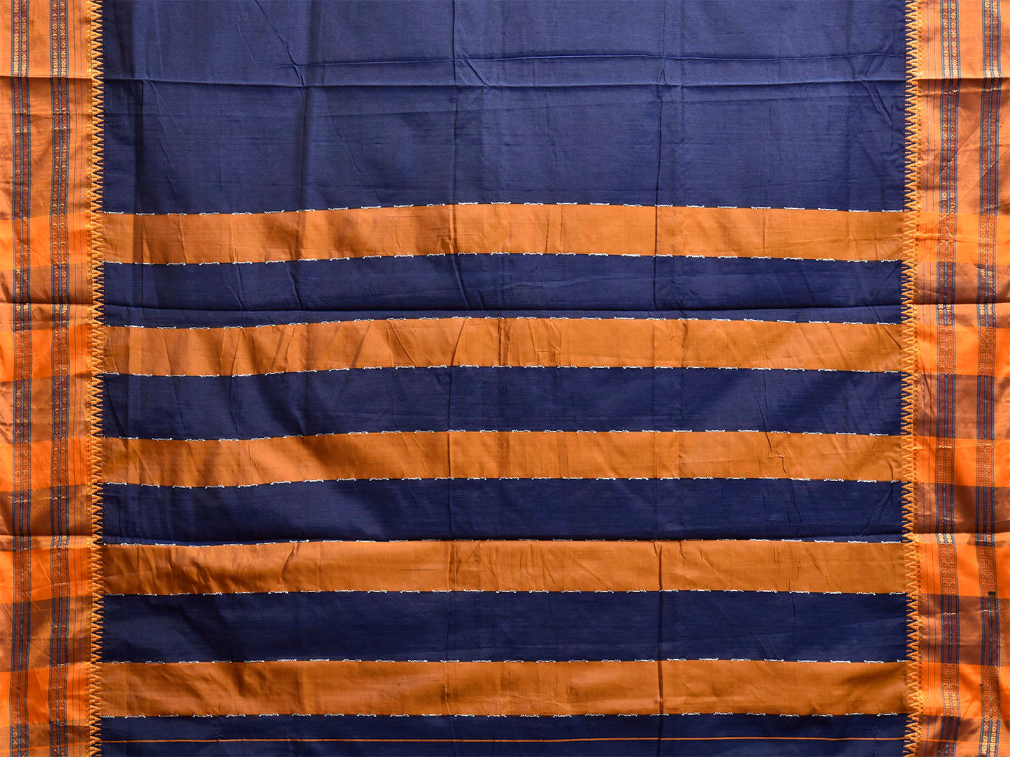 Navy and Mustard ilkal Viscose Plain Saree with Strips Pallu Design No Blouse il0112