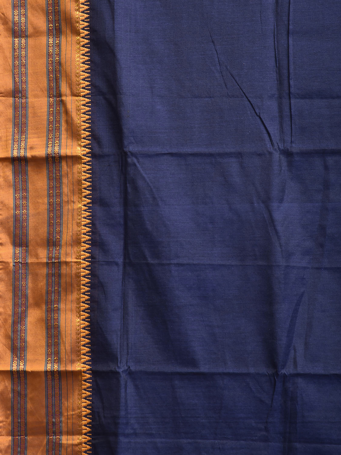 Navy and Mustard ilkal Viscose Plain Saree with Strips Pallu Design No Blouse il0112