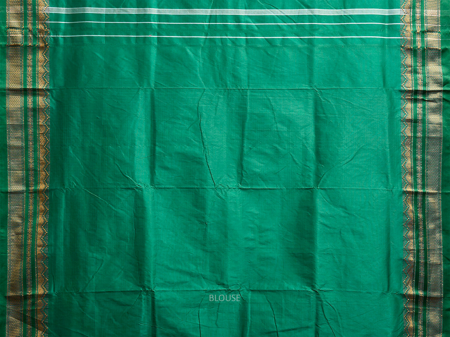 Green and White ilkal Viscose Saree with Small Checks and Border Design il0113