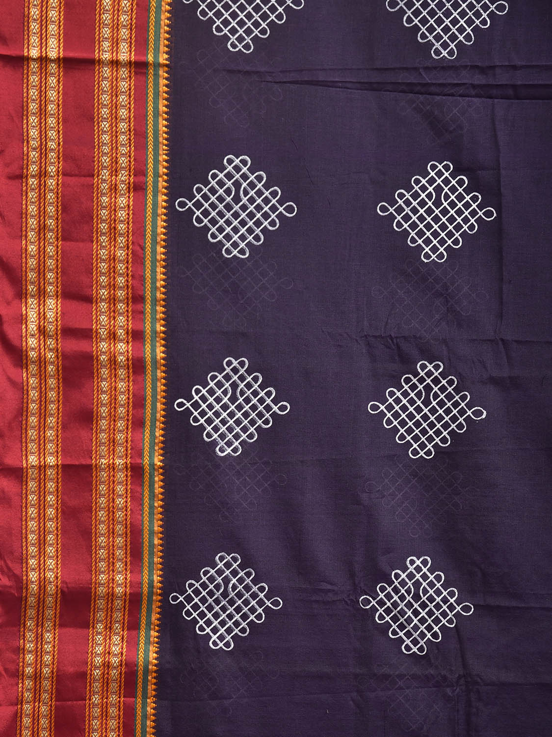 Navy and Red ilkal Cotton Viscose Saree with Printed Buta and Contrast Pallu Design No Blouse il0123