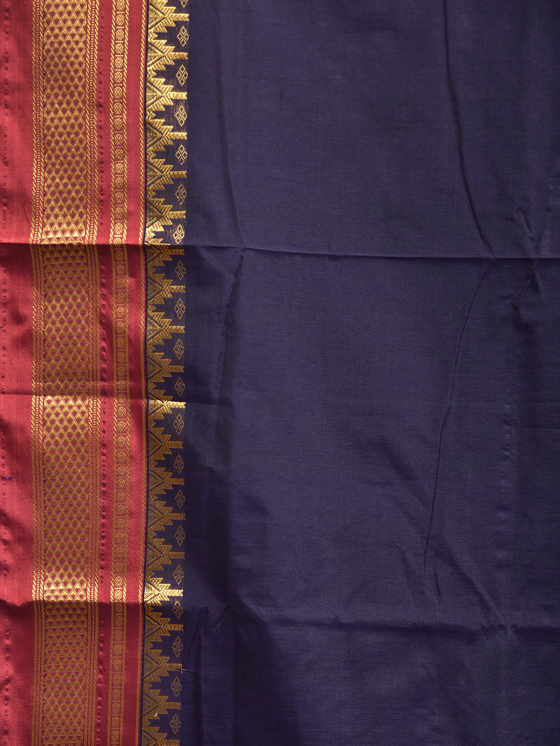 Navy and Red ilkal Cotton Viscose Saree with Contrast Pallu Design No Blouse il0124