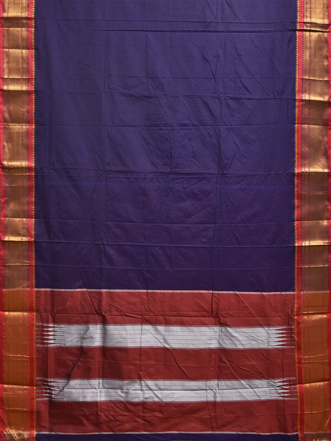 Navy and Red ilkal Cotton Viscose Saree with Contrast Pallu Design No Blouse il0127