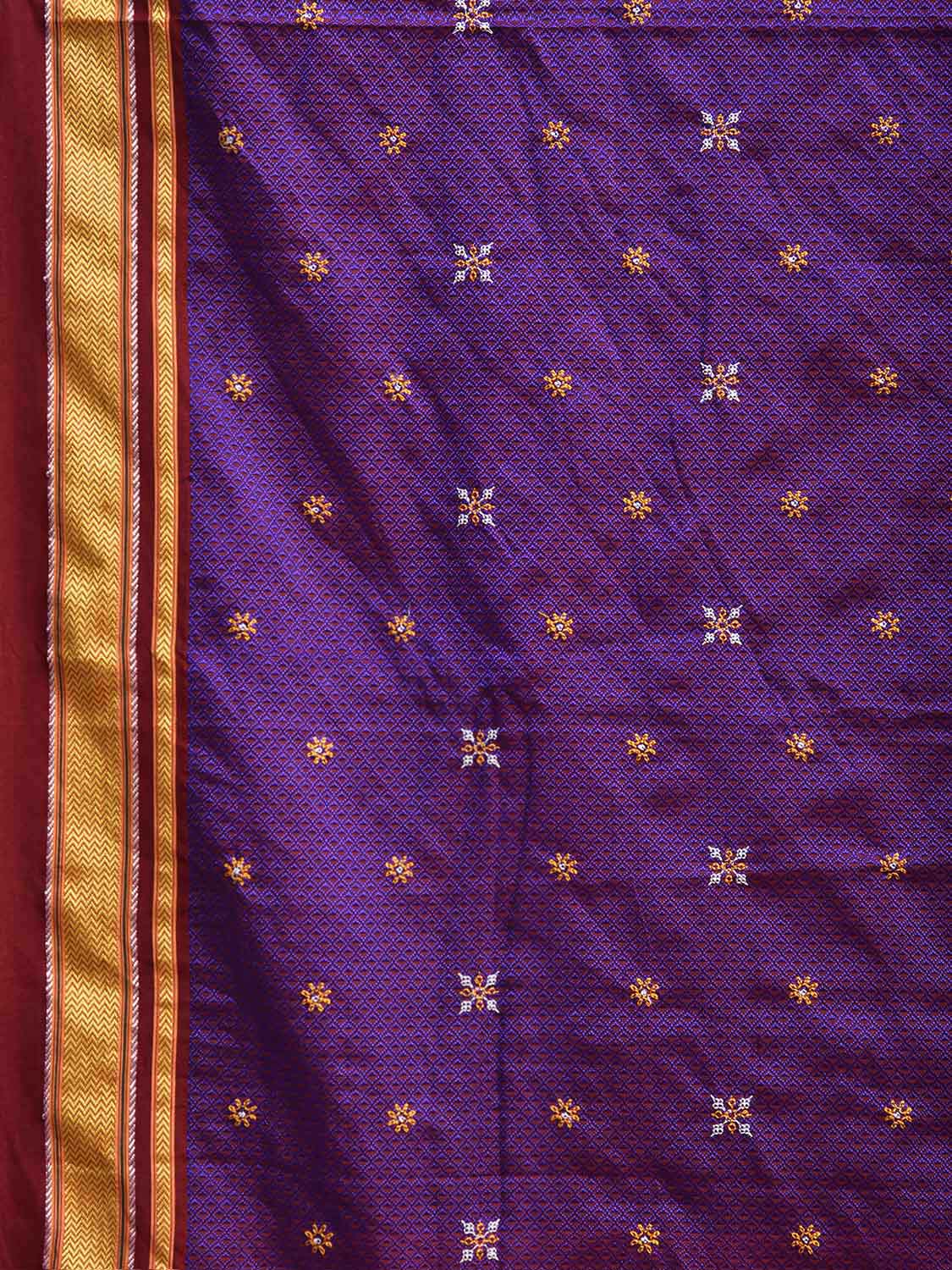 Purple and Maroon ilkal Jacquard Viscose Saree with Kasuti Work Design No Blouse il0129
