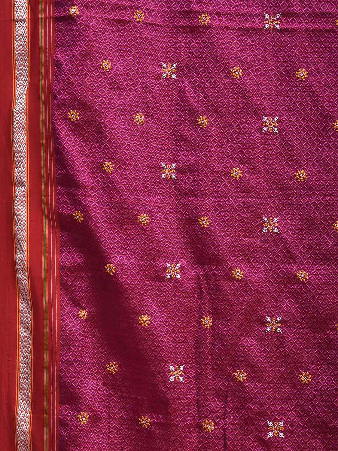 Pink and Red ilkal Jacquard Viscose Saree with Kasuti Work Design No Blouse il0132