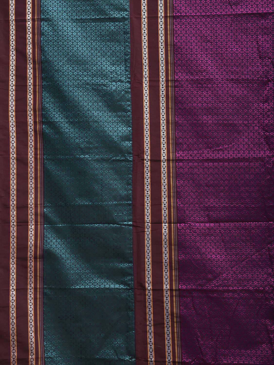 Purple and Teal ilkal Jacquard Viscose Saree with Big Border Design No Blouse il133