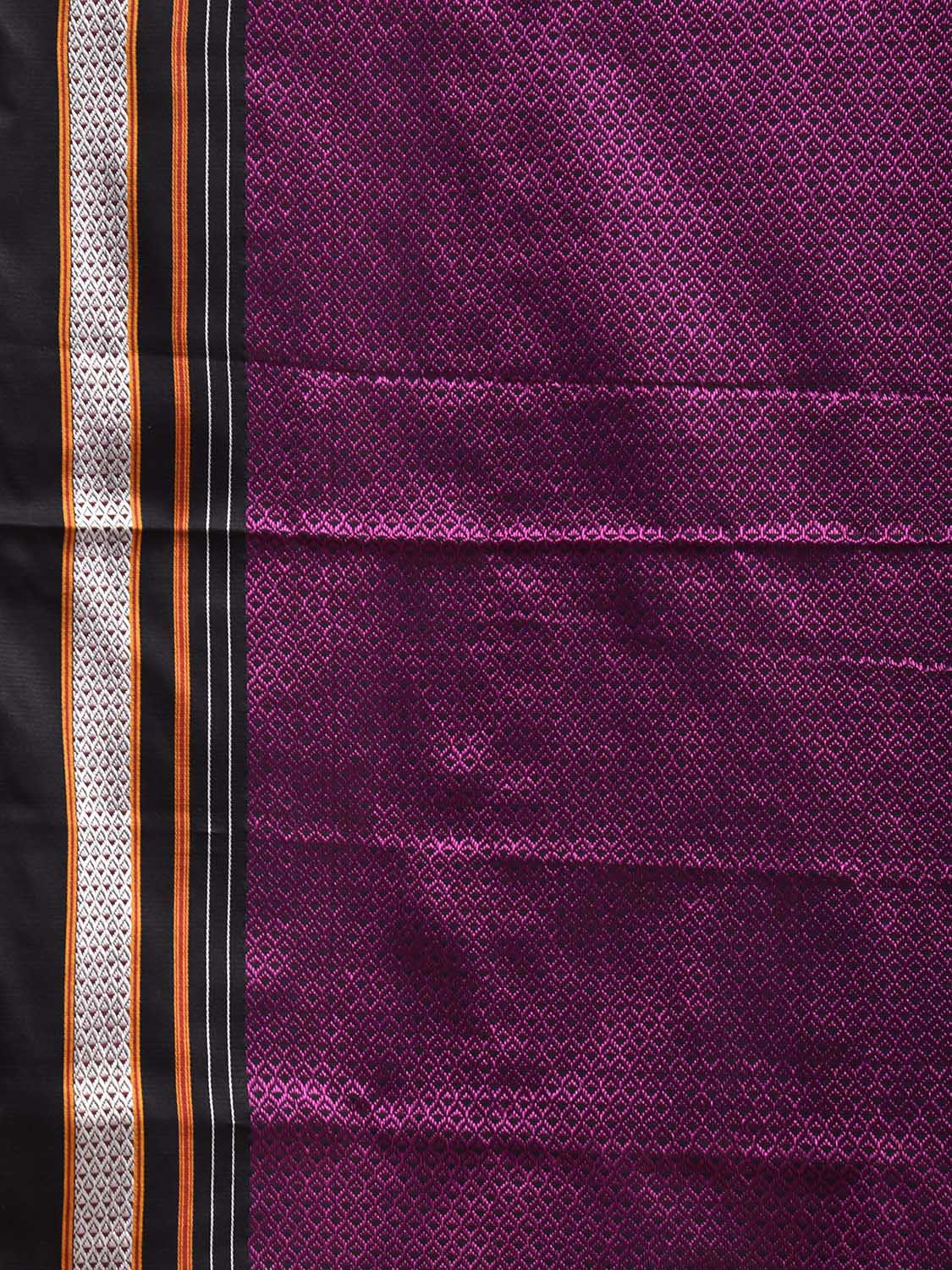 Purple and Black ilkal Jacquard Viscose Saree with Contrast Pallu Design No Blouse il0135