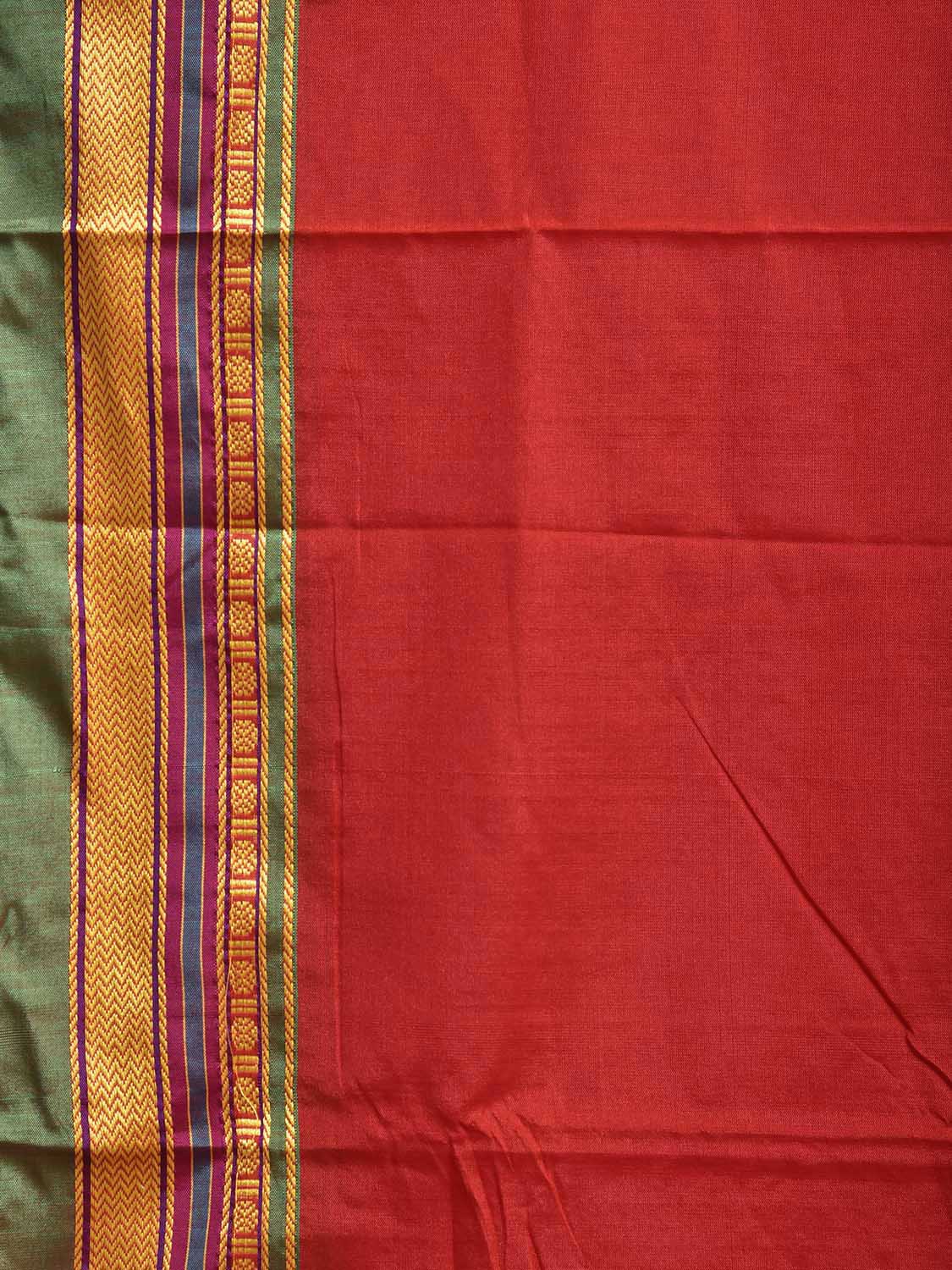Red and Green ilkal Jacquard Viscose Plain Saree with Contrast Pallu Design No Blouse il0139