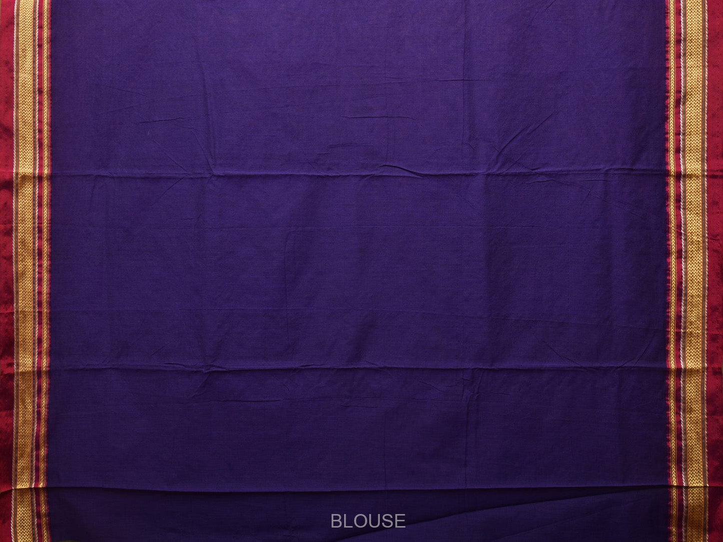 Indigo and Red ilkal Cotton Plain Saree with Zari Border Design o0444