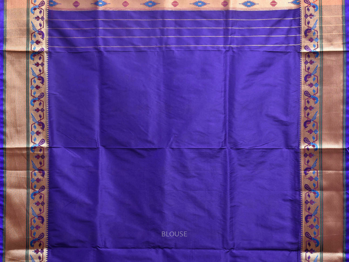 Blue and Dark Blue Jacquard Paithani Viscose Saree with Peacocks Pallu and Border Design jp0076