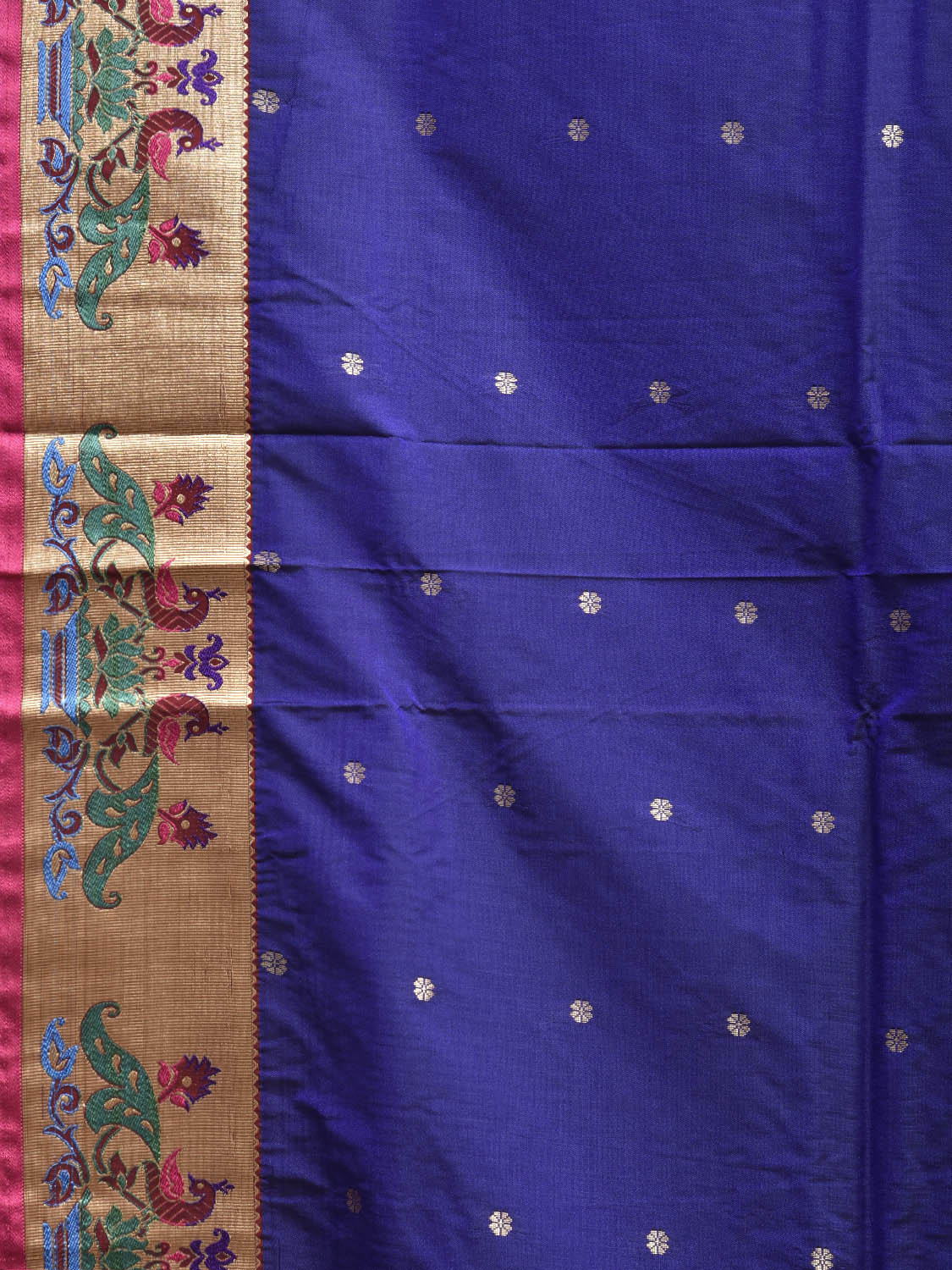 Dark Blue Jacquard Paithani Viscose Saree with Peacocks Pallu and Border Design jp0077