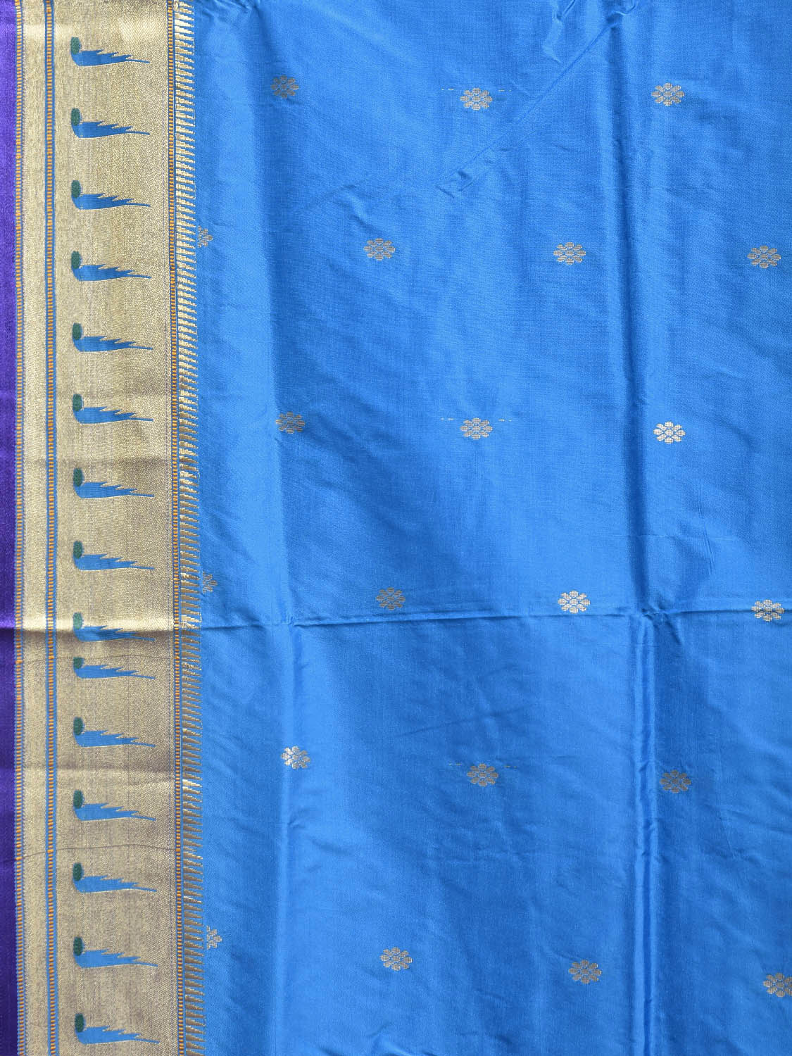 Blue and Dark Blue Jacquard Paithani Viscose Saree with Peacocks Pallu and Muniya Border Design jp0078