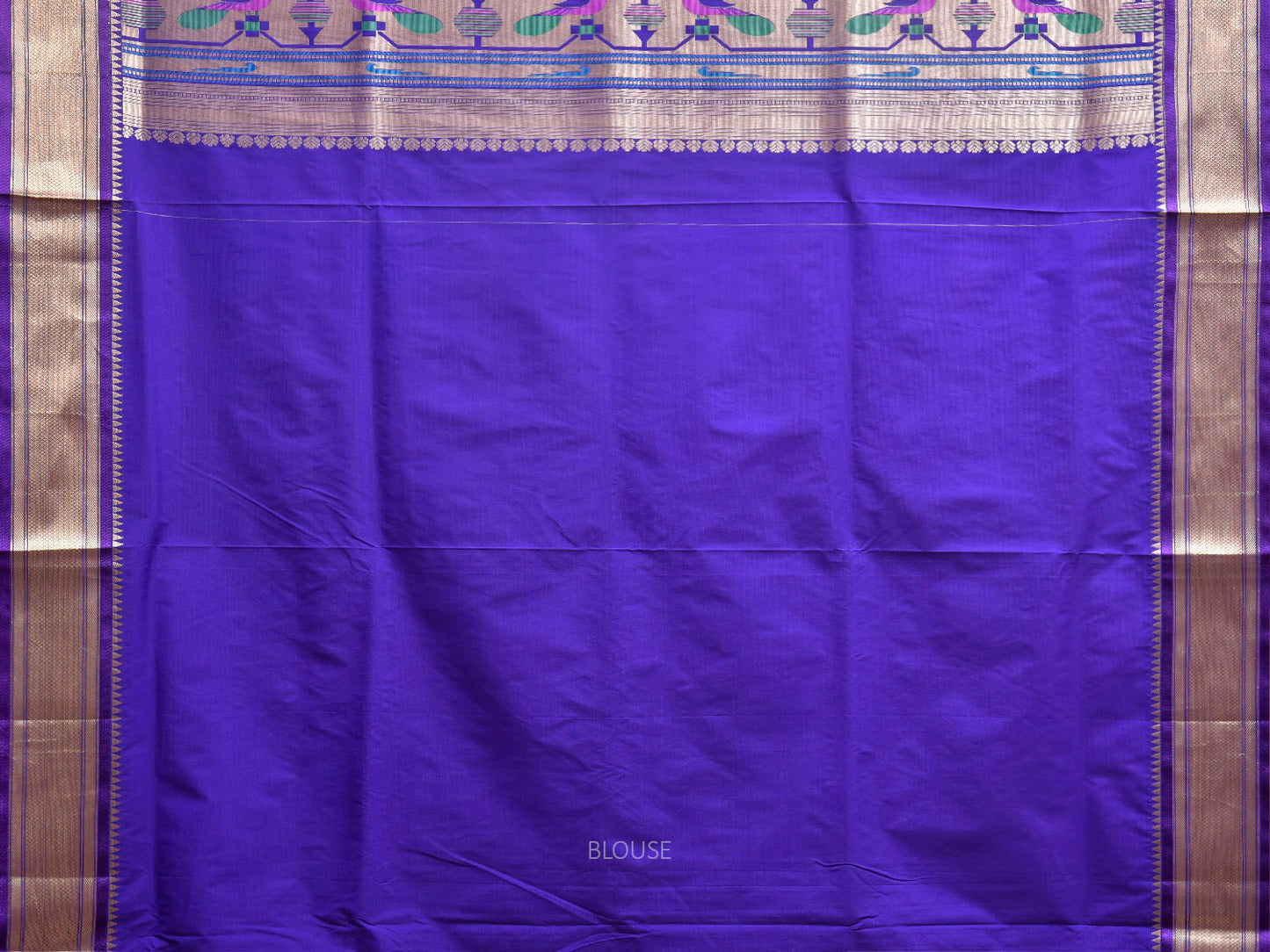Pink and Dark Blue Jacquard Paithani Viscose Saree with Peacocks Pallu Design jp0079