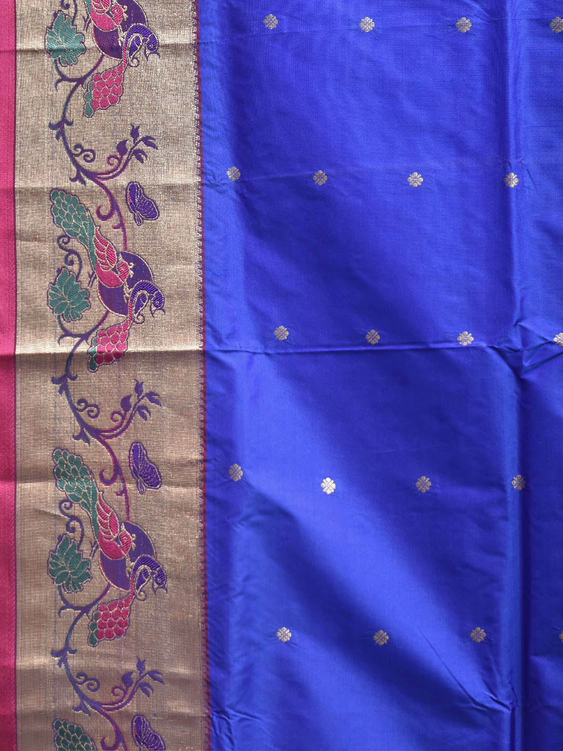 Blue Jacquard Paithani Viscose Saree with Peacocks Pallu and Border Design jp0080