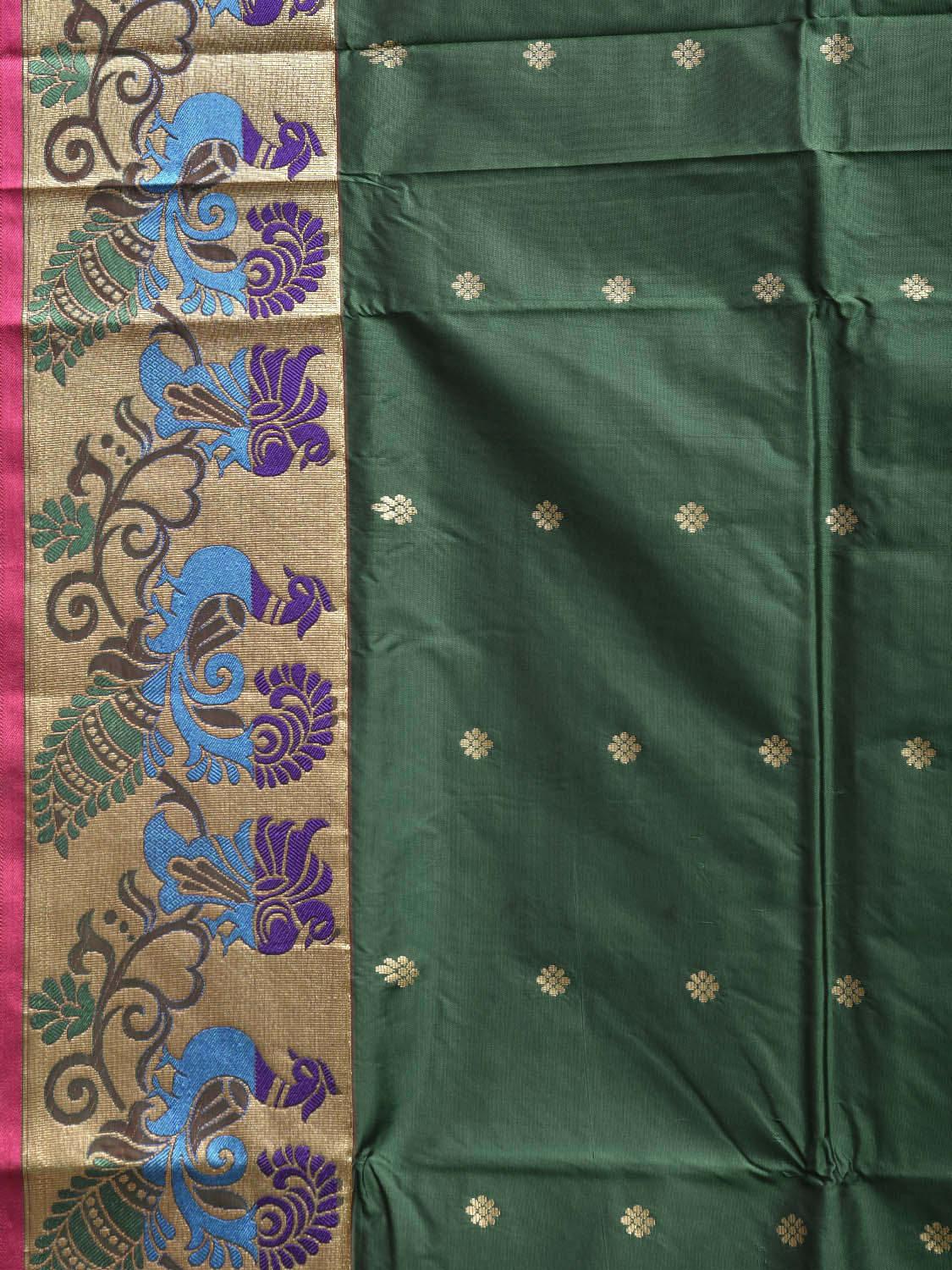 Green and Pink Jacquard Paithani Viscose Saree with Peacocks Pallu and Border Design jp0081