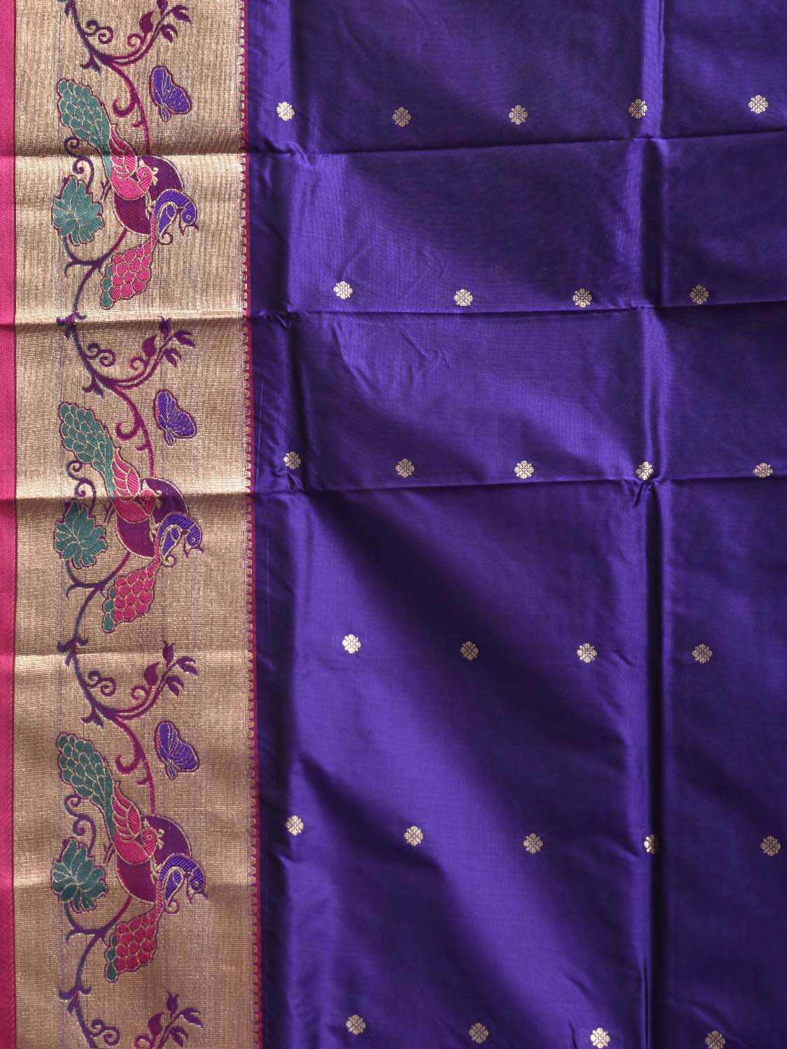 Navy and Pink Jacquard Paithani Viscose Saree with Peacocks Pallu and Border Design jp0083