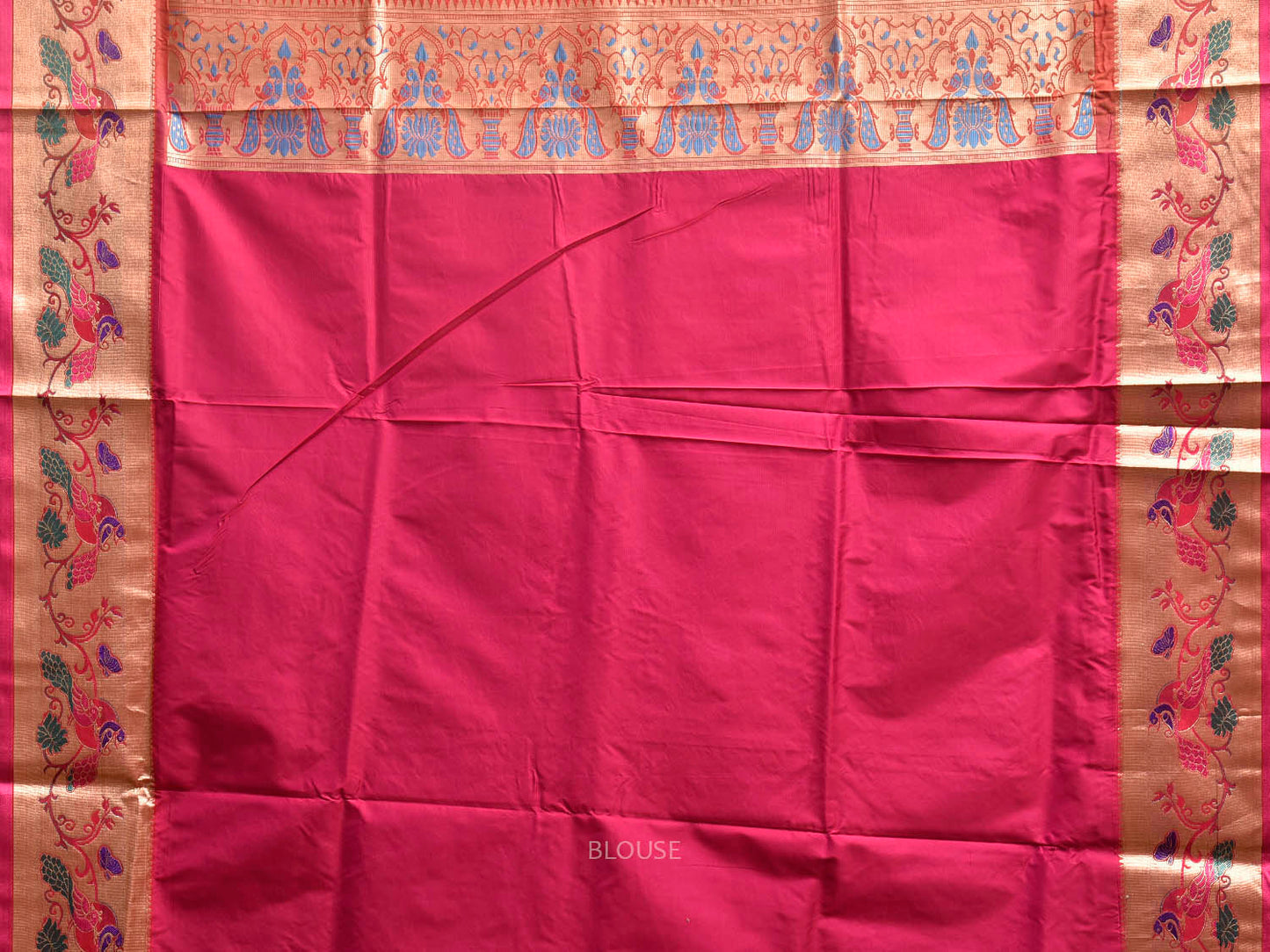 Navy and Pink Jacquard Paithani Viscose Saree with Peacocks Pallu and Border Design jp0083