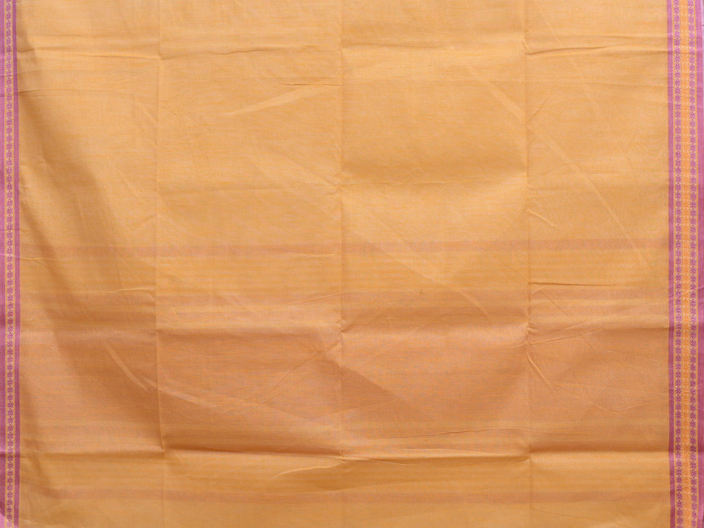 White and Pink Kanchipuram Cotton Handloom Plain Saree with Strips Pallu Design k0591