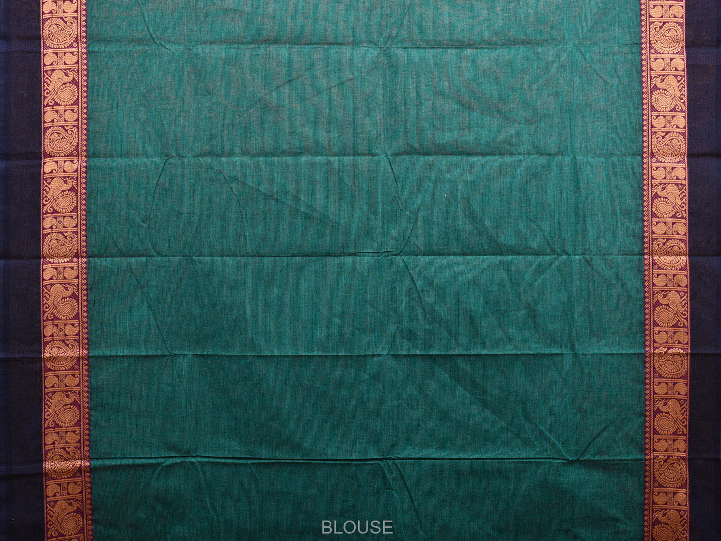 Teal Kanchipuram 60s Count Cotton Plain Saree with Border Design k0631
