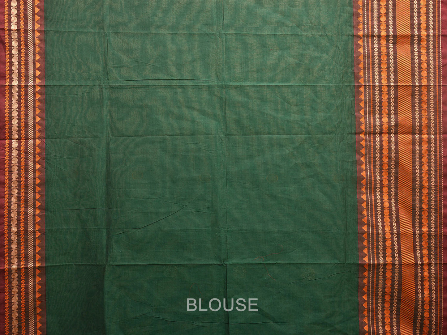 Green Kanchipuram Cotton Saree with Body Buta and Big Border Design k0671