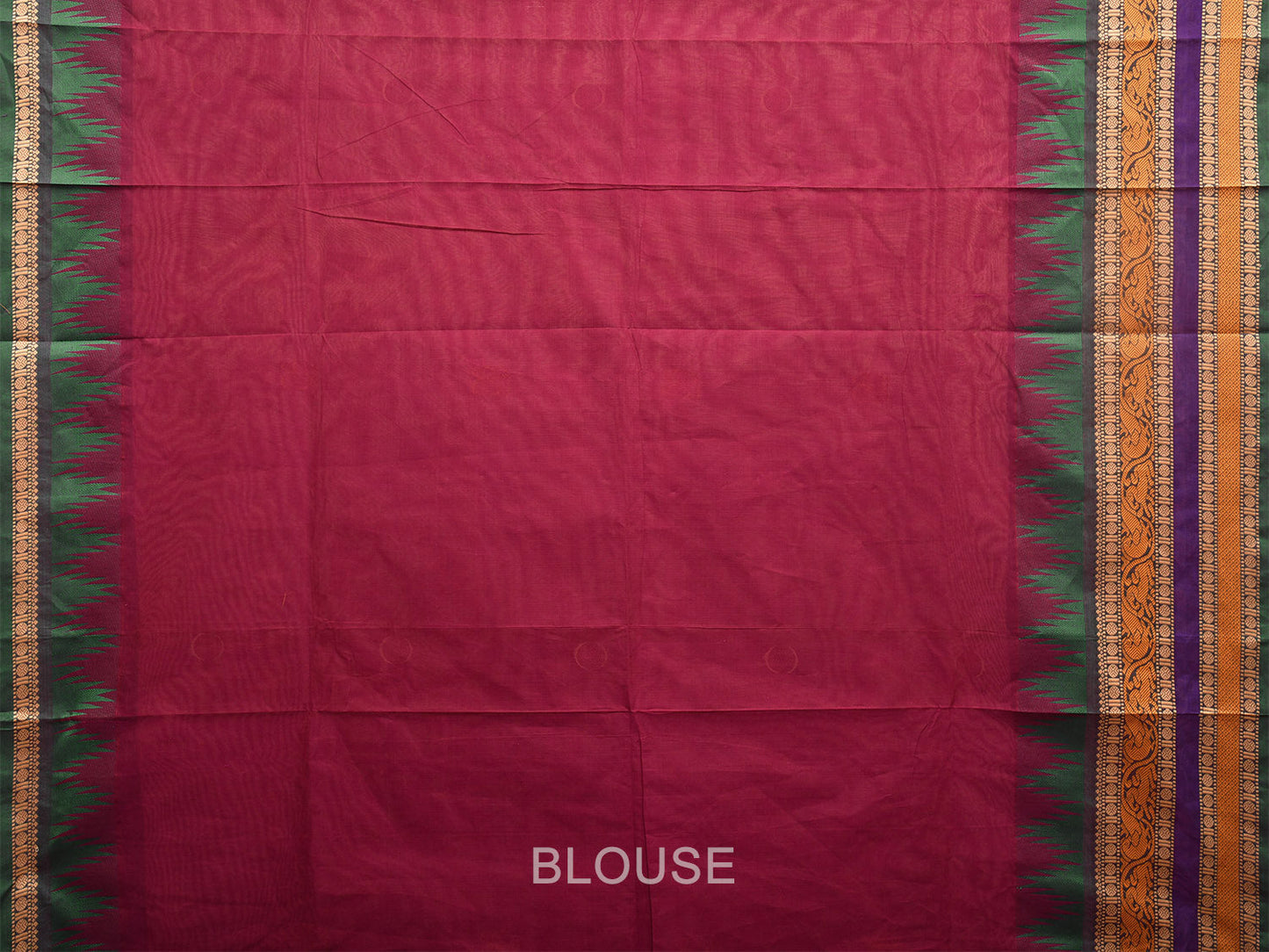 Maroon Kanchipuram Cotton Saree with Buta and Temple Border Design k0686