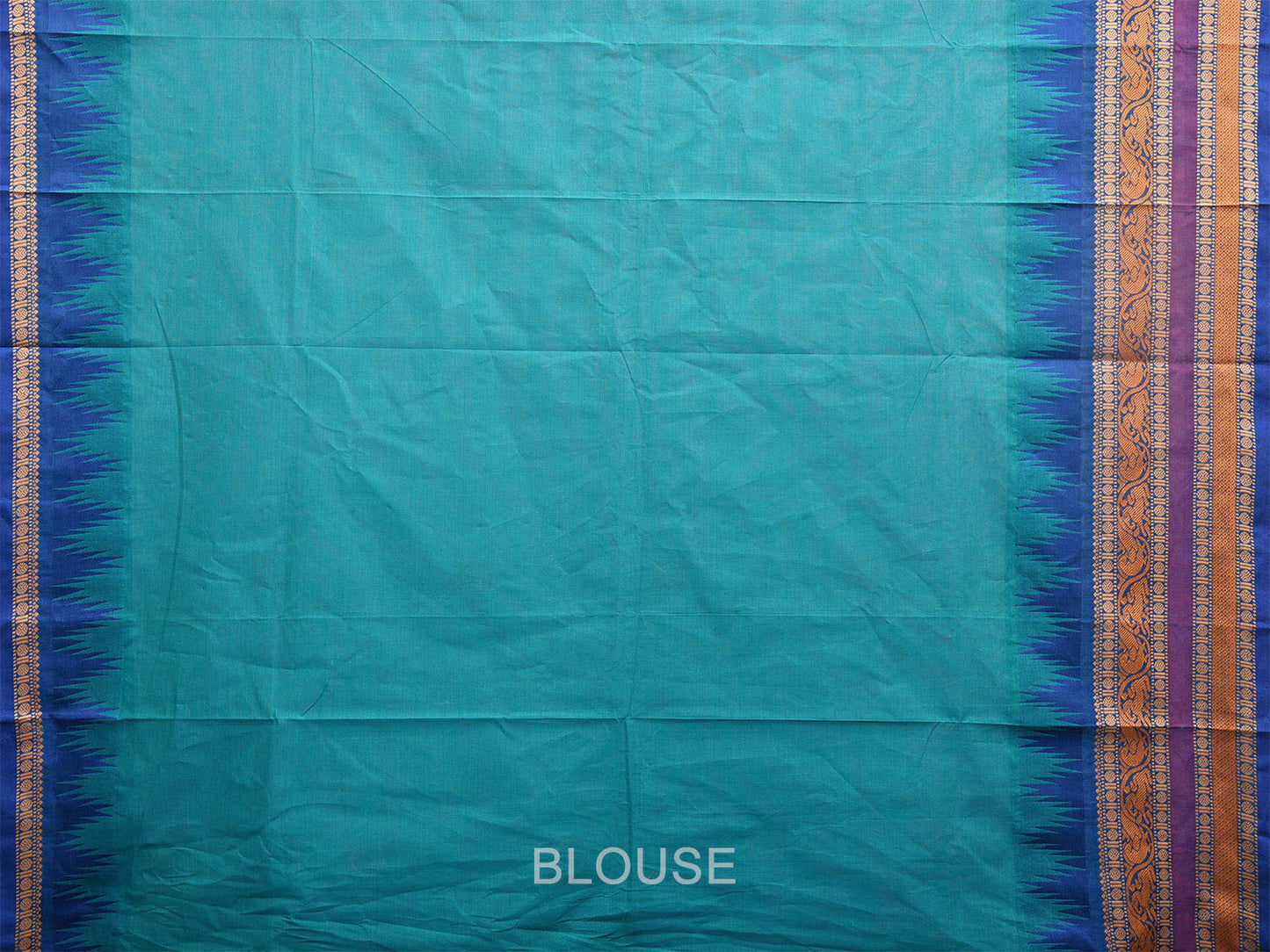 Sky Blue Kanchipuram Cotton Saree with Buta and Temple Border Design k0687