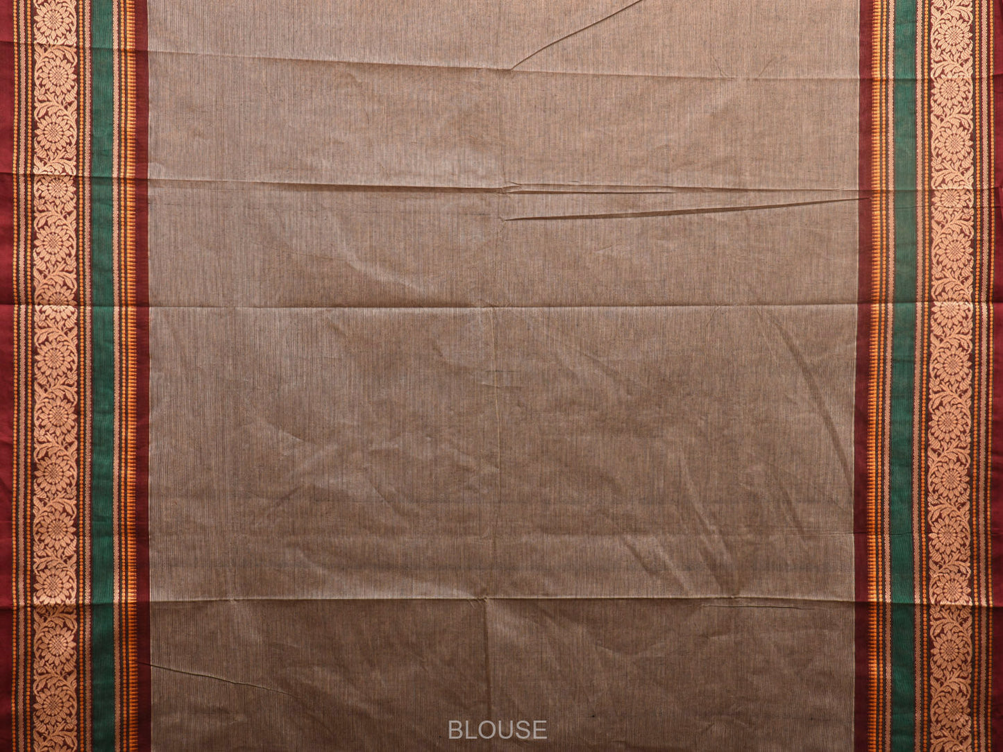 Light Grey Kanchipuram Cotton Saree with Buta and Floral Border Design k0691