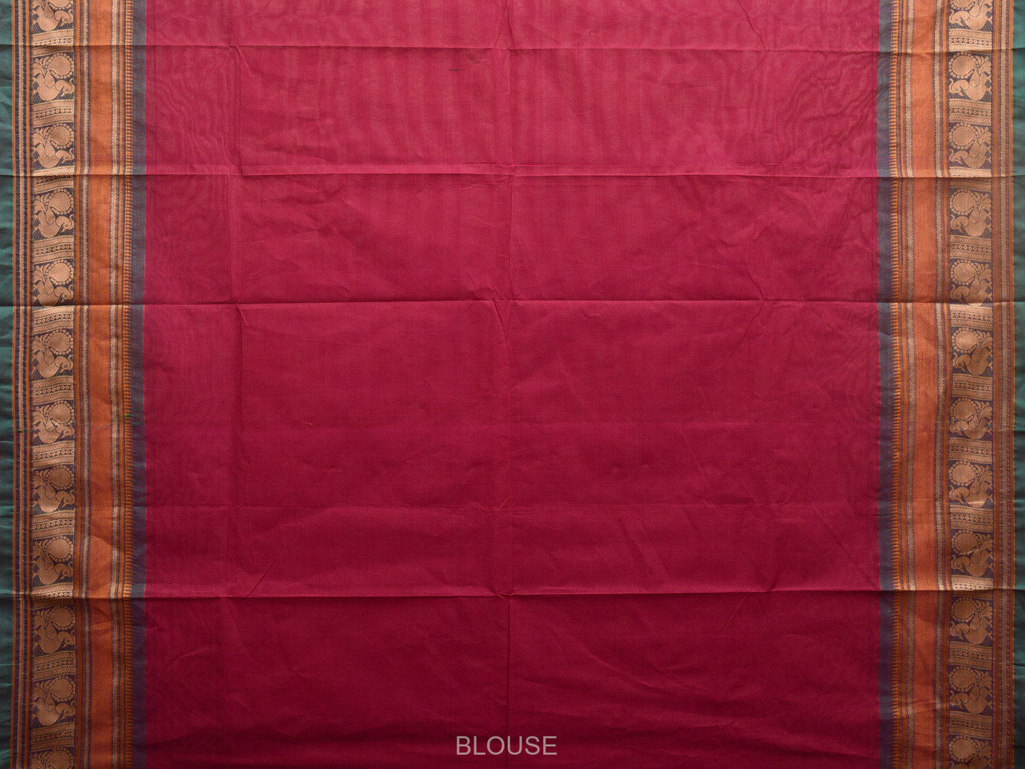 Magenta Kanchipuram Cotton Saree with Peacock Pallu and Border Design k0698