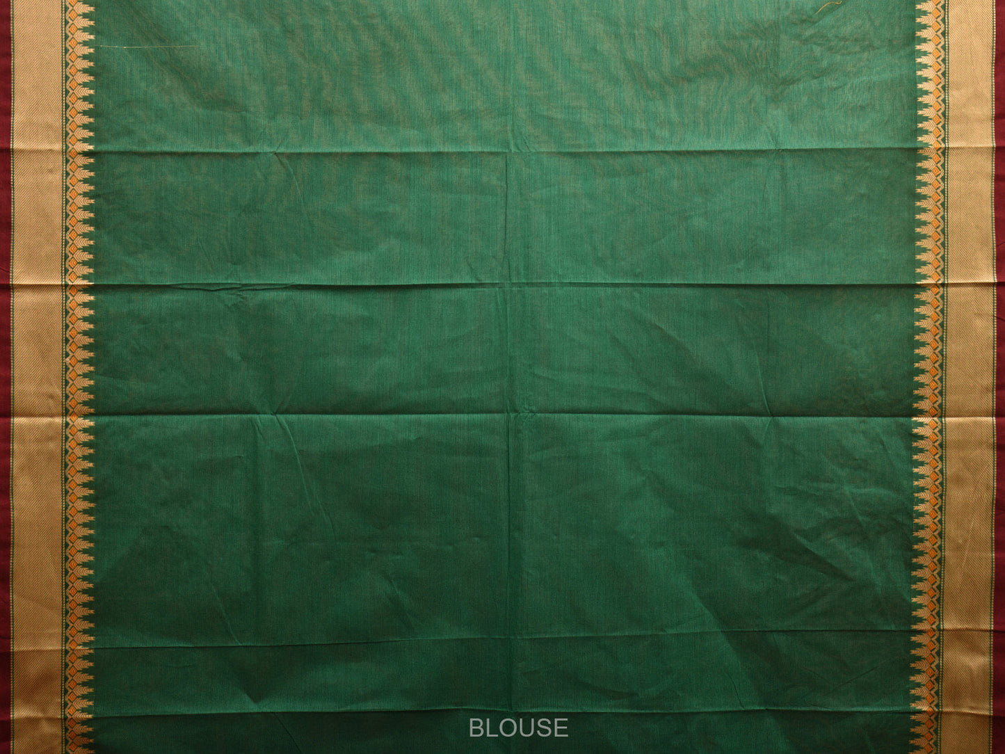 Green Kanchipuram Cotton Plain Saree with Strips Pallu and Border Design k0707
