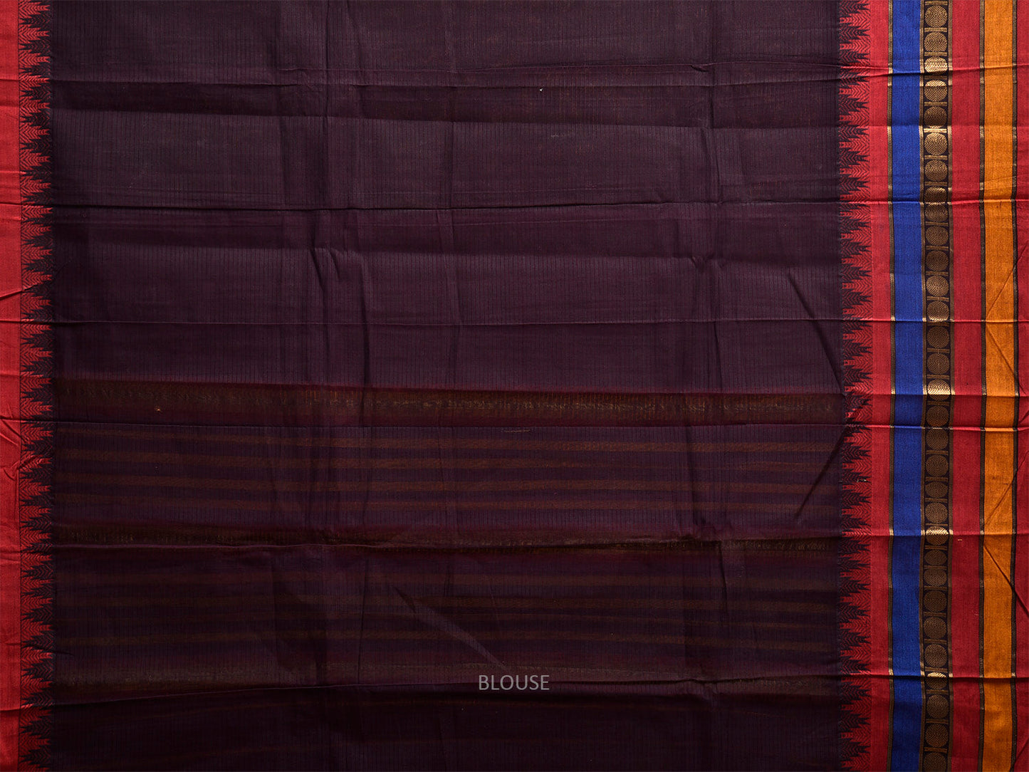 Black Kanchipuram Cotton Saree with One Side Big Temple Border k0940